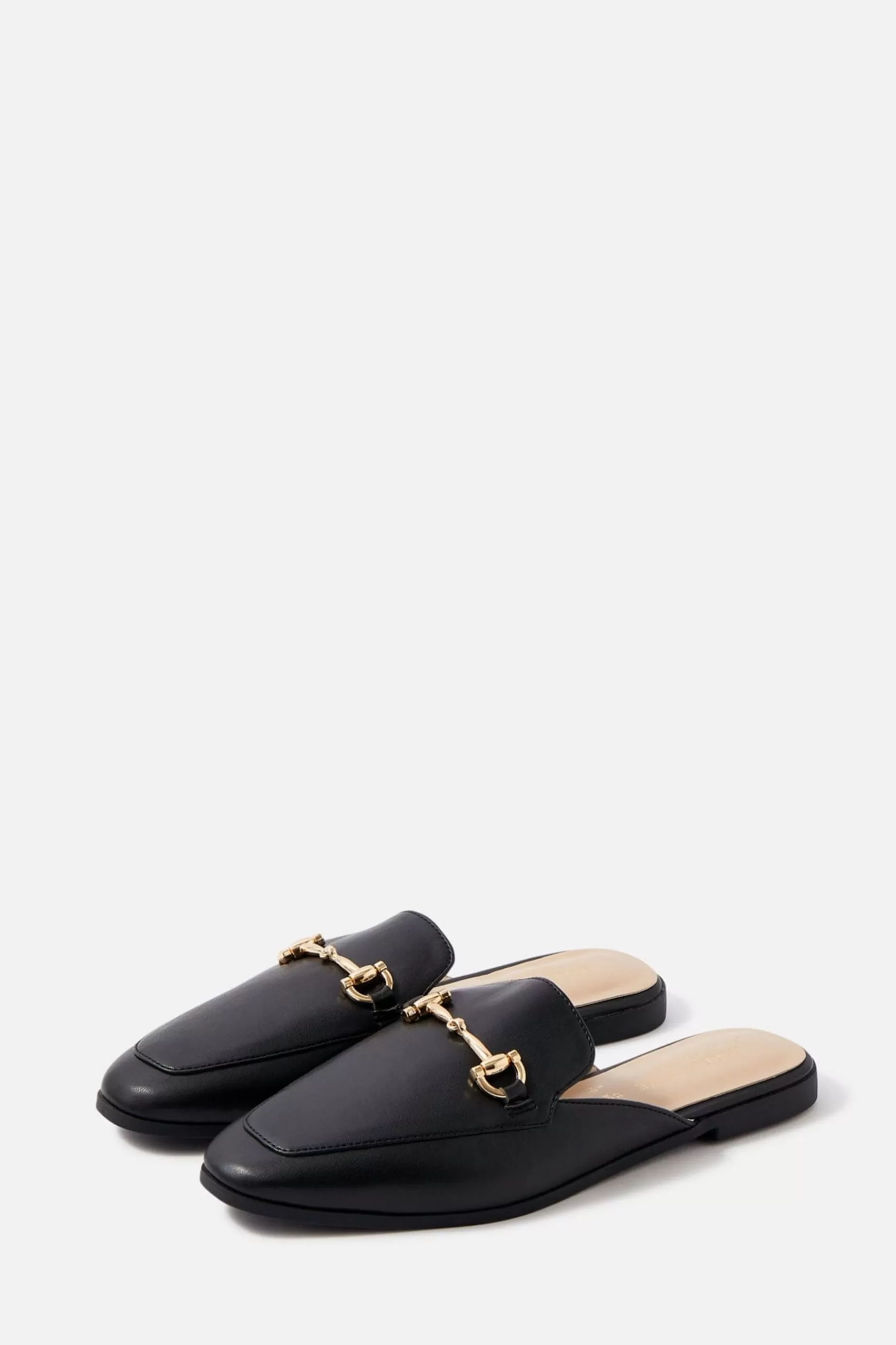 Accessorize Flat- Backless Metal Bar Loafers Black