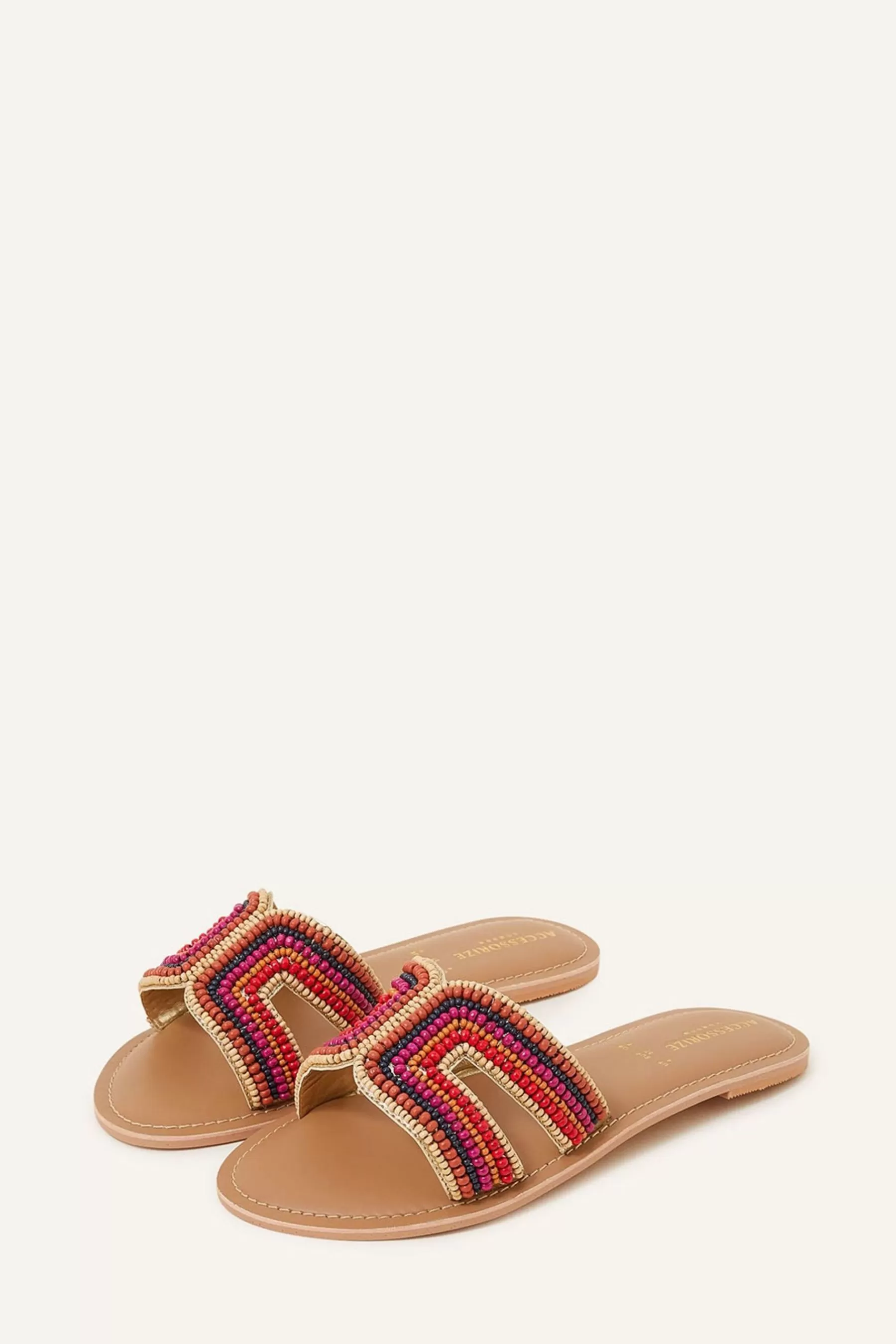 Accessorize Sandals | Beaded Cut Out Sliders Pink