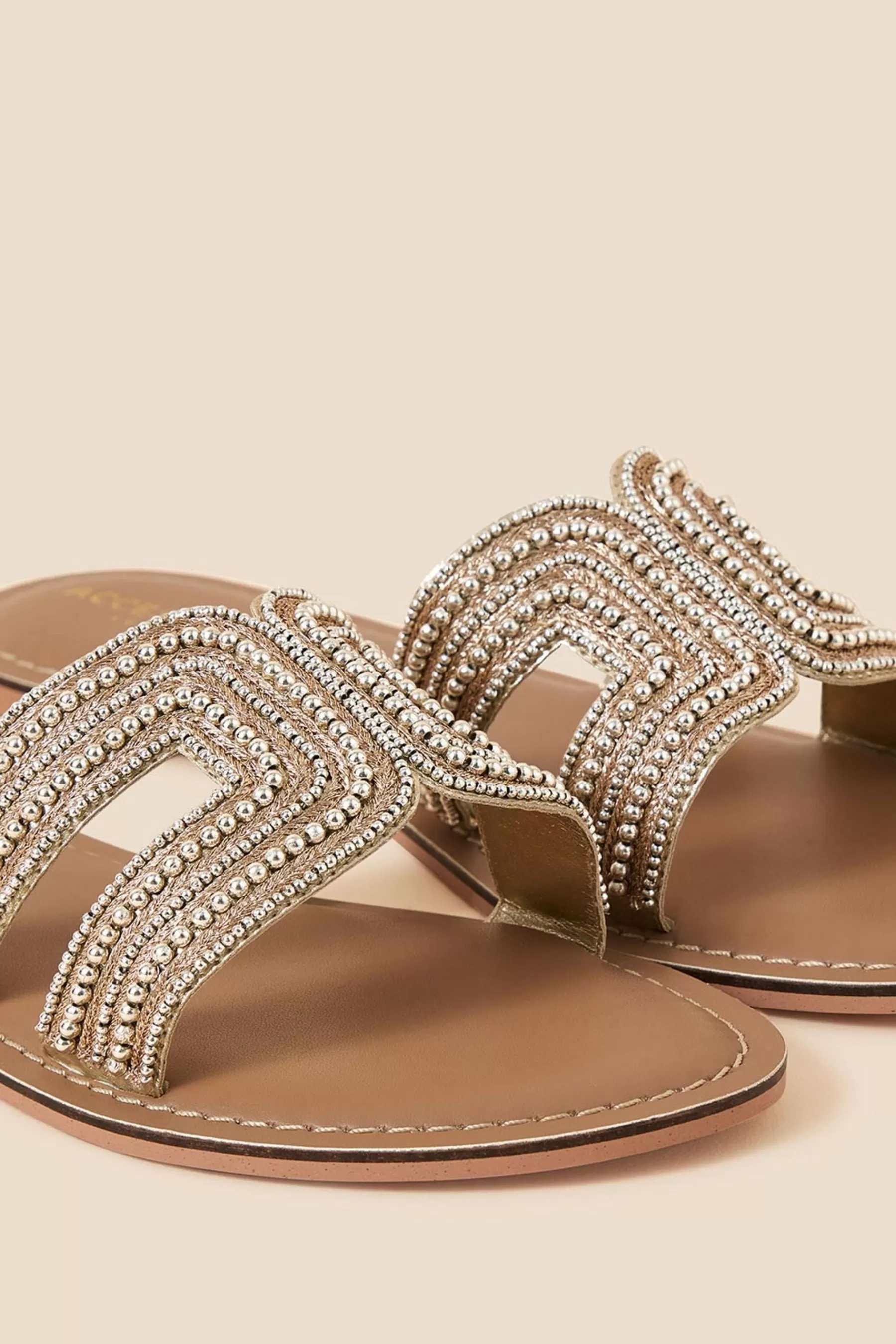 Accessorize Sandals | Beaded Sliders Gold