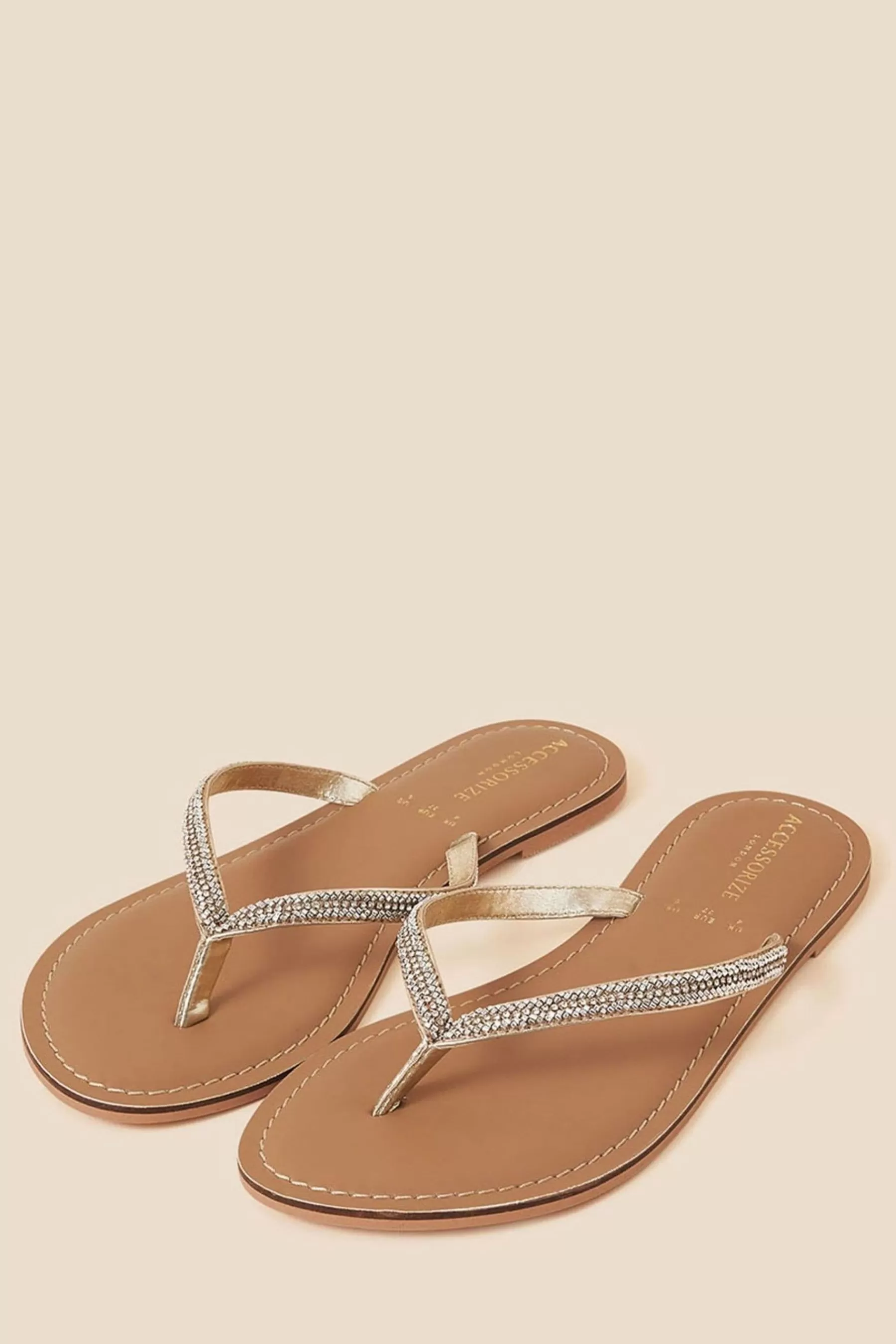 Accessorize Sandals | Daniella Beaded Flip Flops White