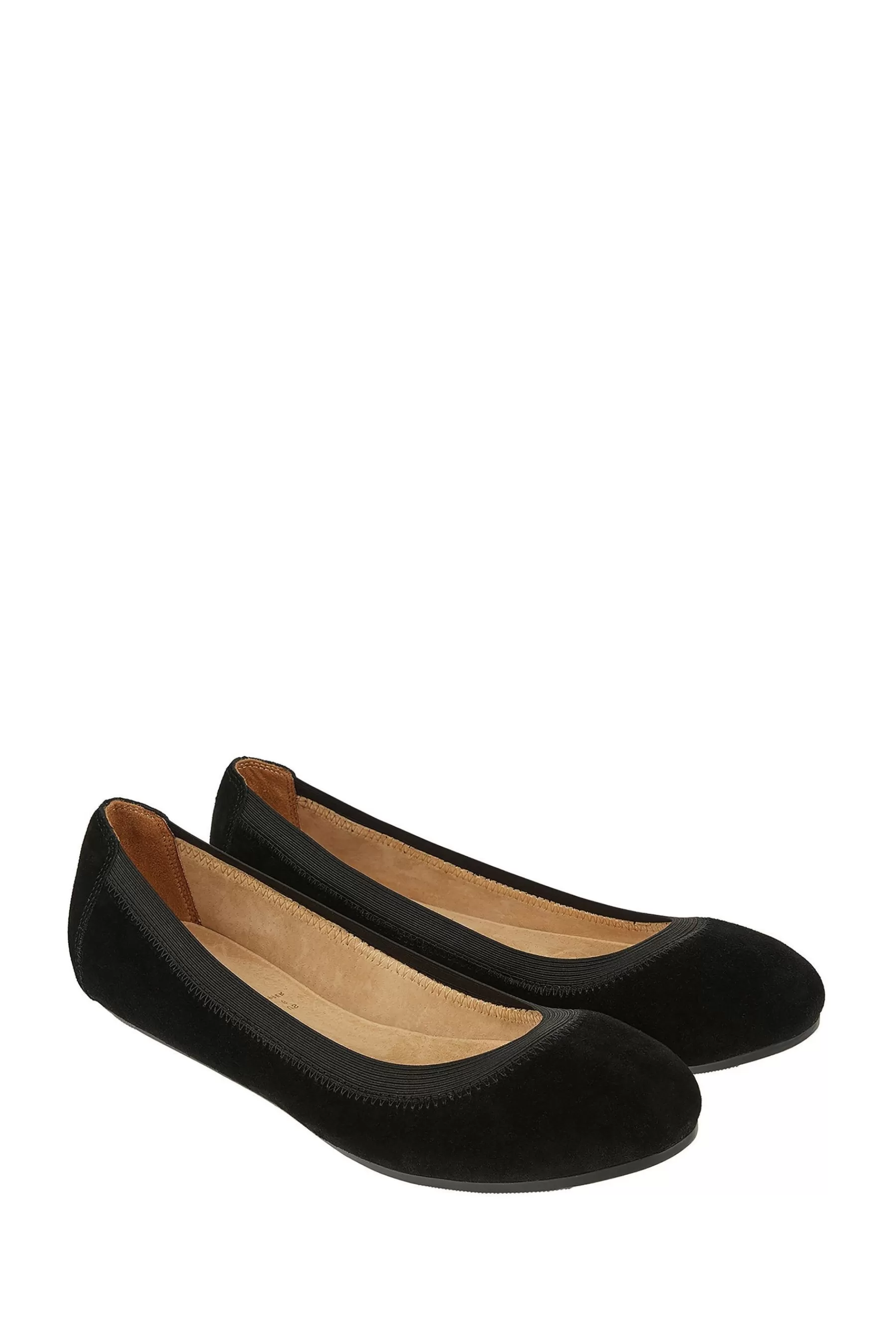 Accessorize Flat | Elasticated Suede Ballerinas Black