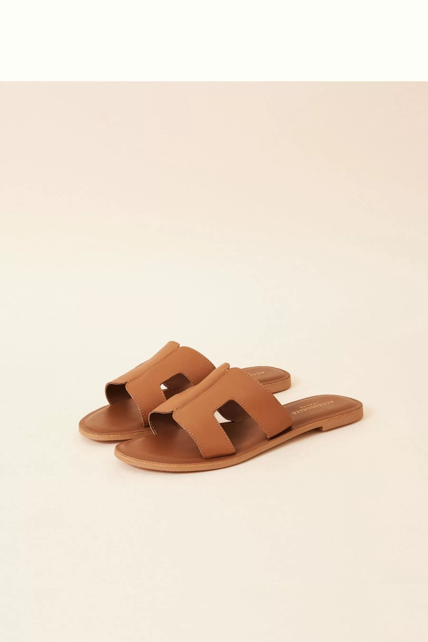 Accessorize Sandals | Leather Cut-Out Detail Sliders Natural