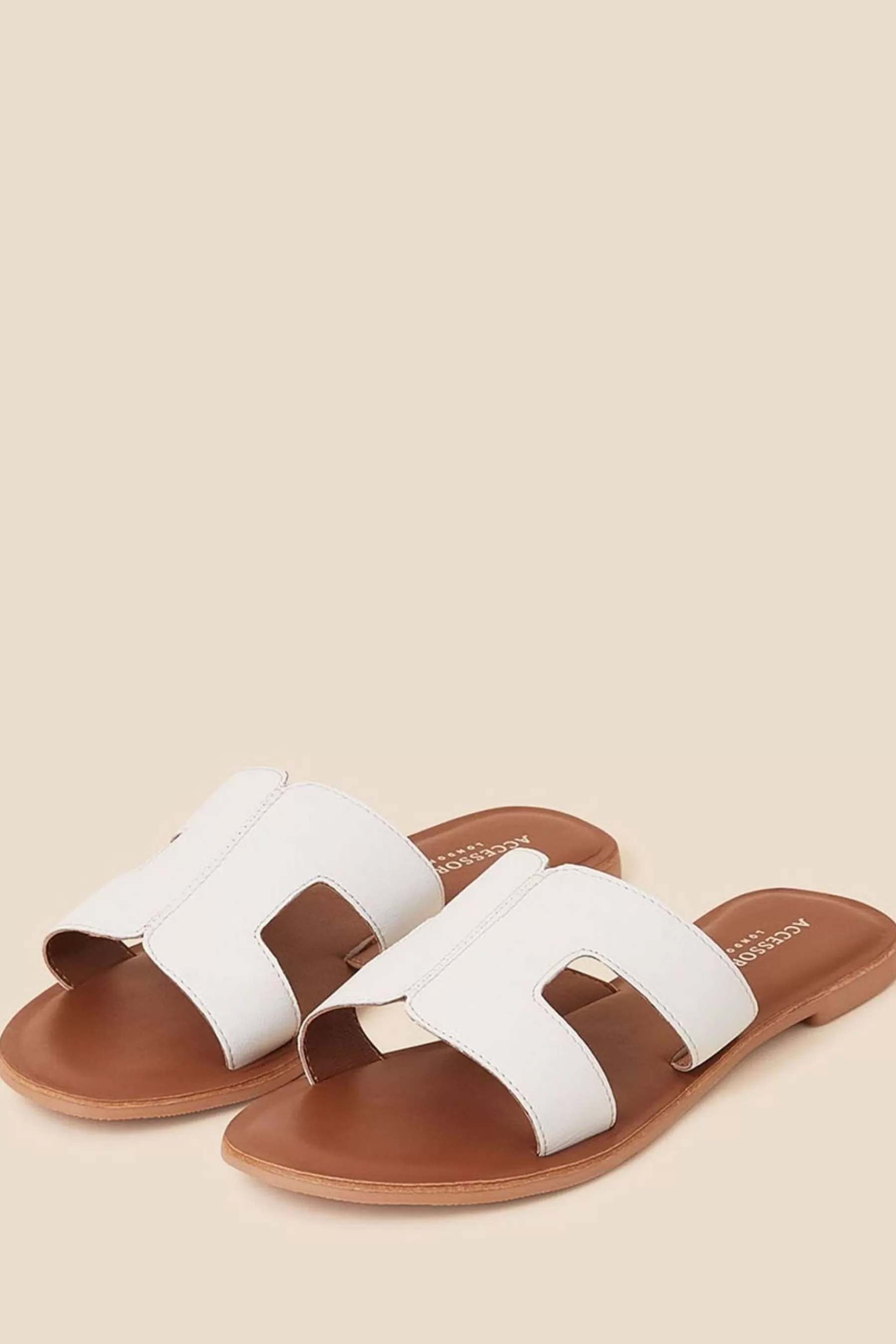 Accessorize Sandals | Leather Cut-Out Detail Sliders White