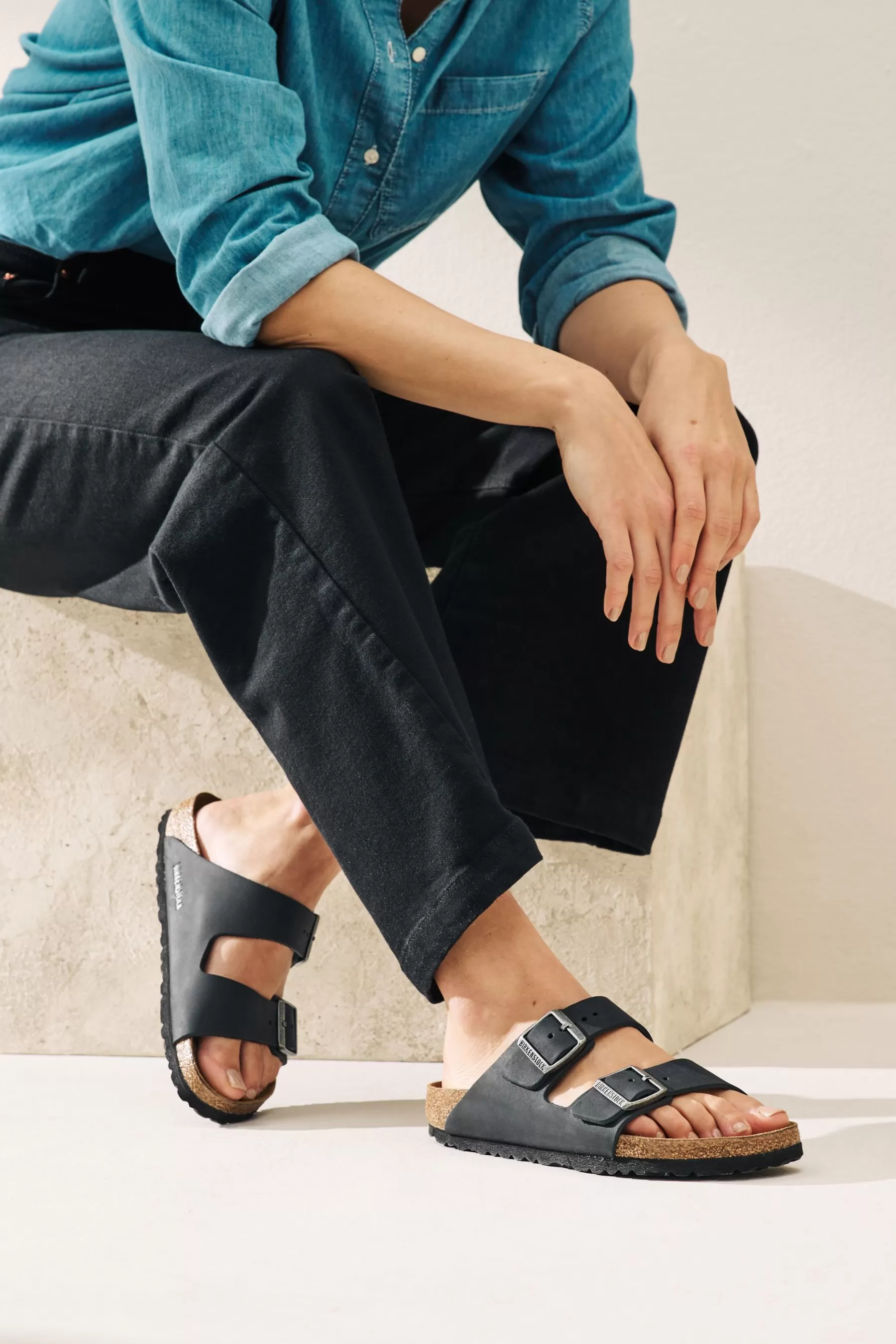 Birkenstock Sandals- Oiled Leather Arizona Sandals Black