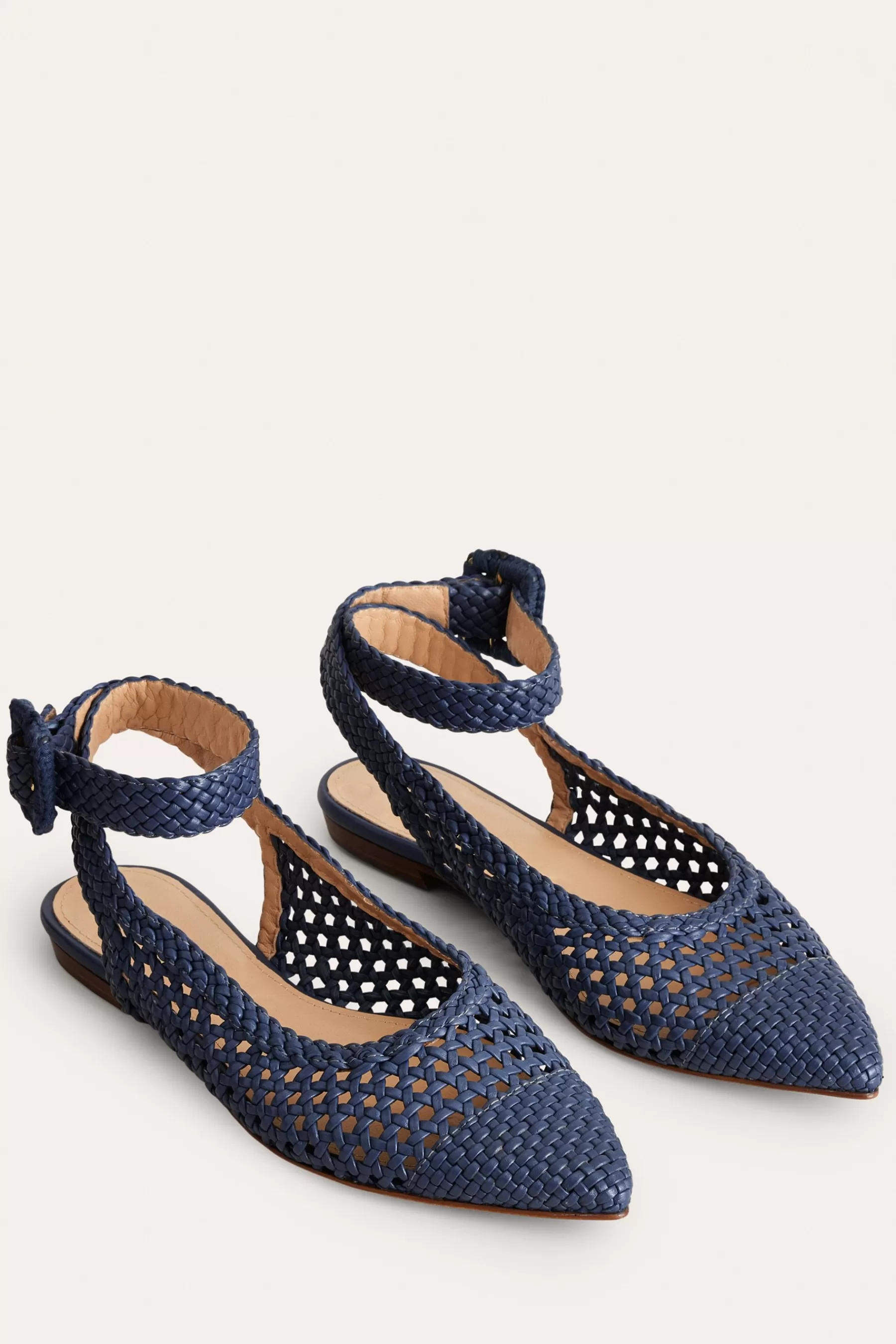 Boden Flat- Ankle Strap Pointed Flats Blue