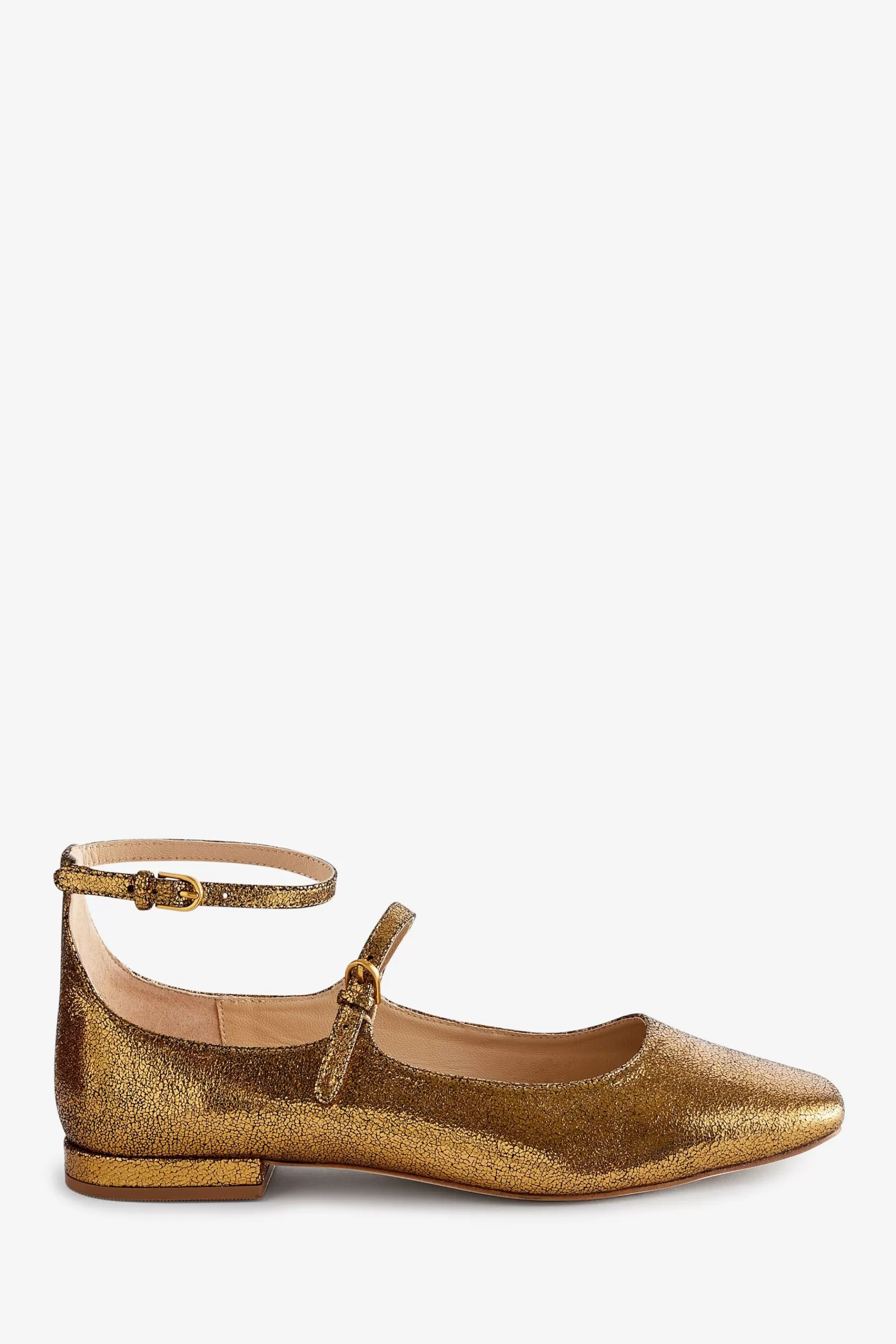 Boden Flat- Double Strap Mary Jane Shoes Gold