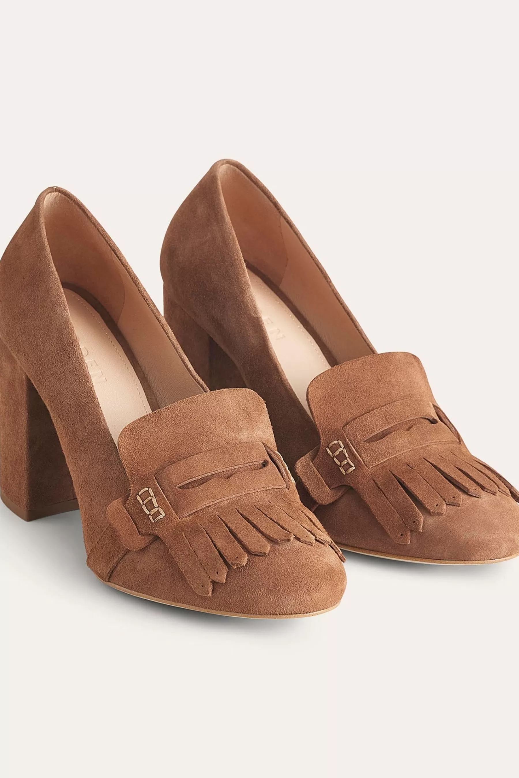 Boden Heels | Ghillie Detail Heeled Loafers Brown