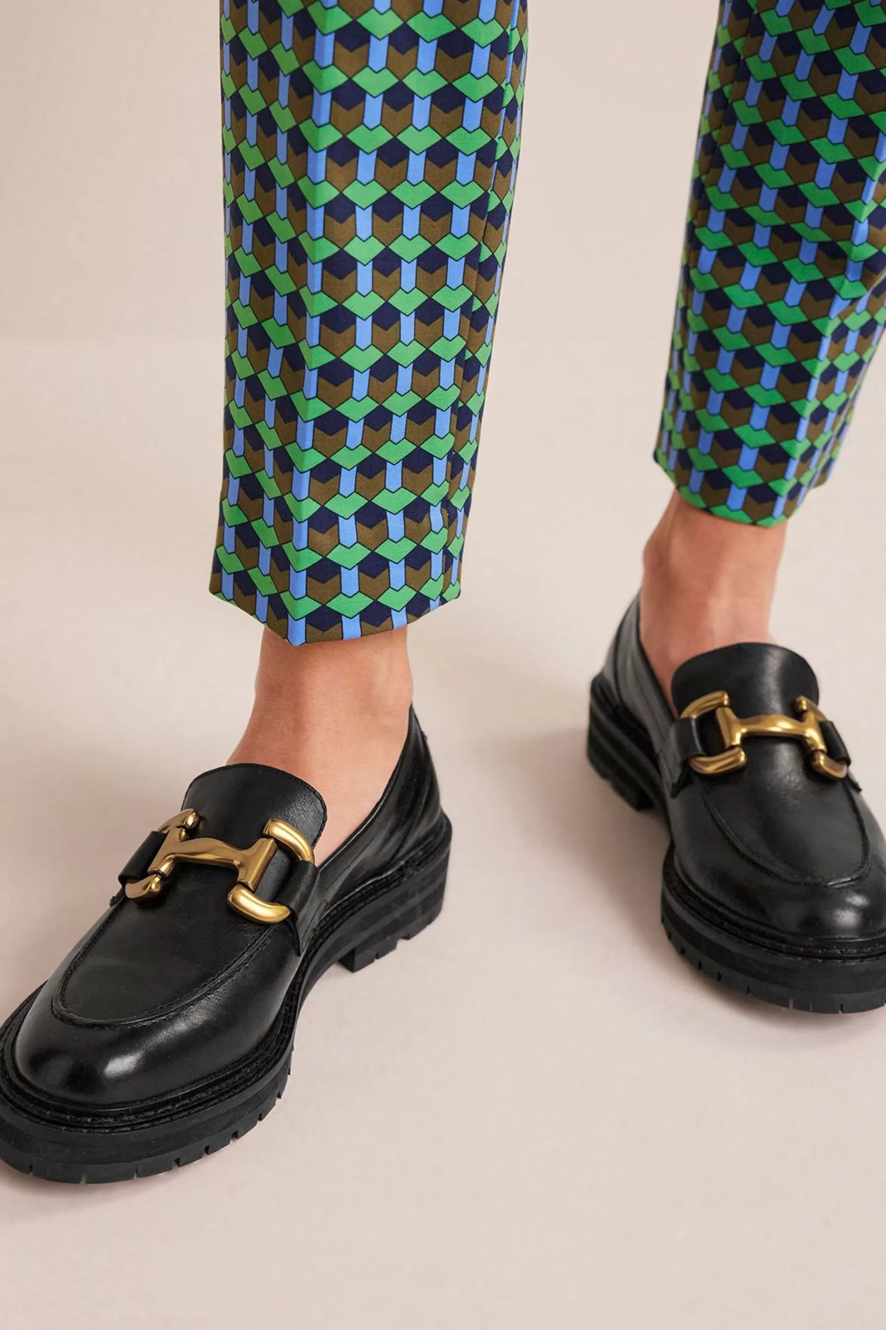 Boden Flat- Iris Snaffle Chunky Loafers Black