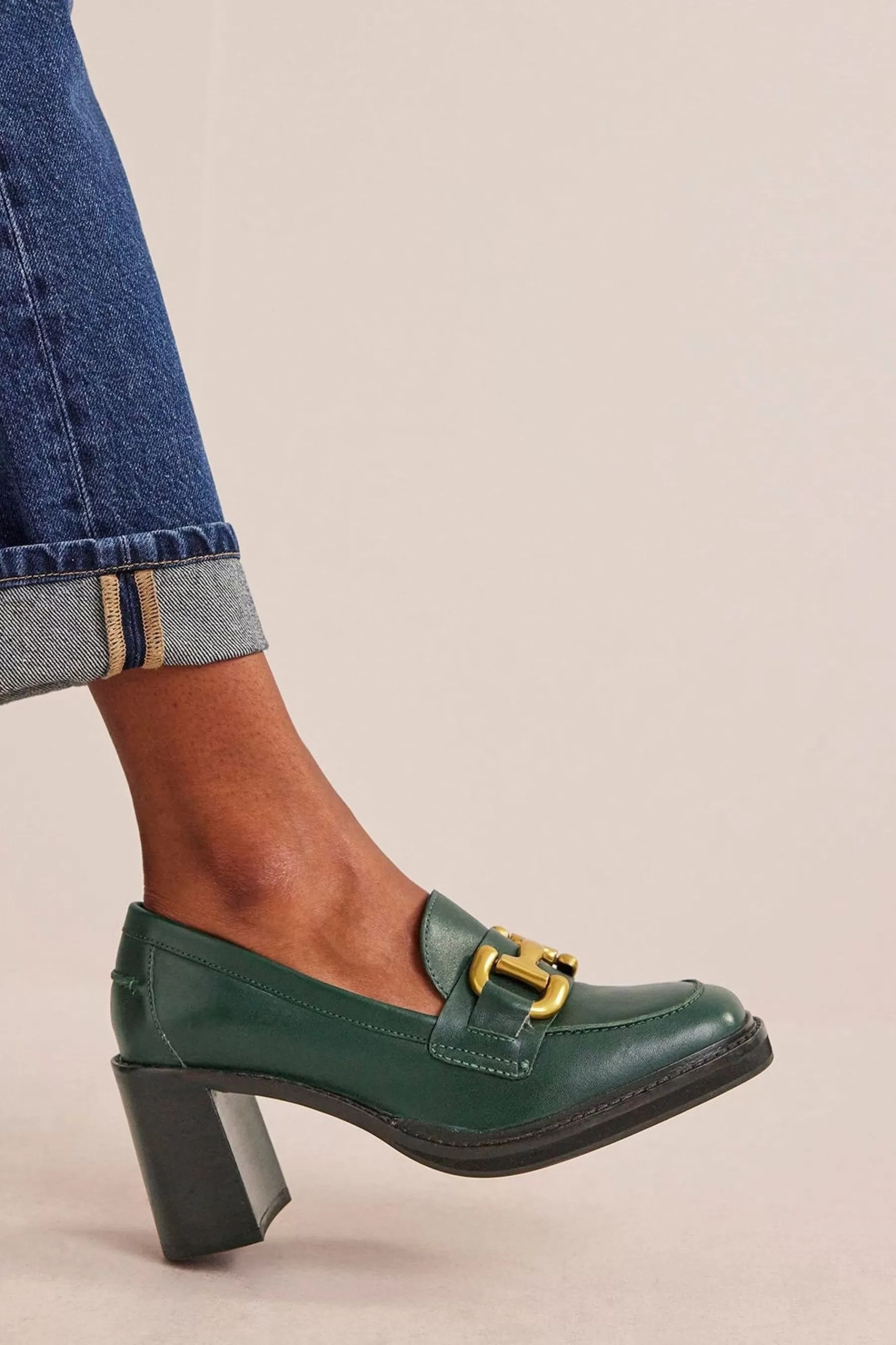 Boden Heels | Iris Snaffle Heeled Loafers Green