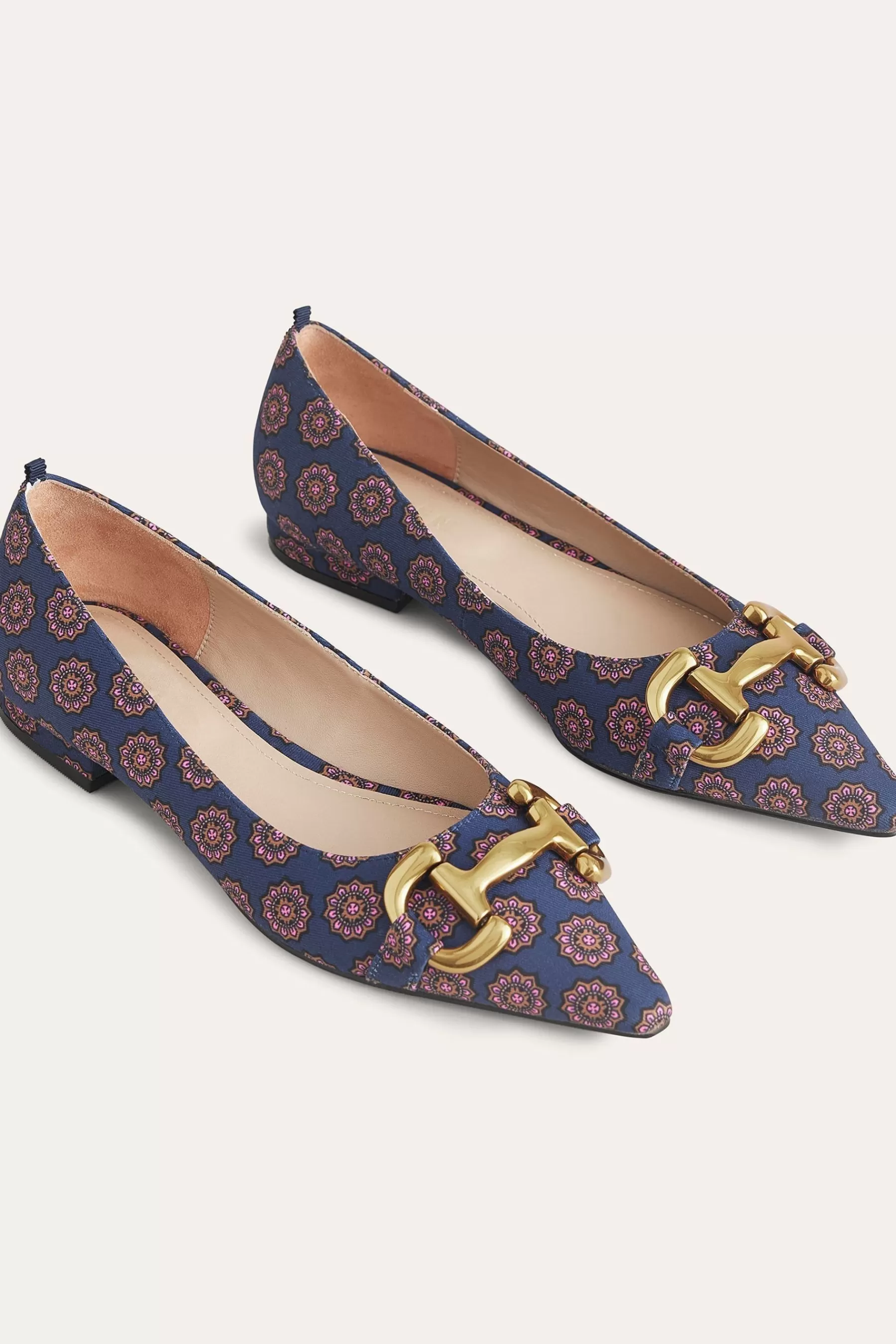 Boden Flat- Snaffle Trim Ballet Shoes Blue