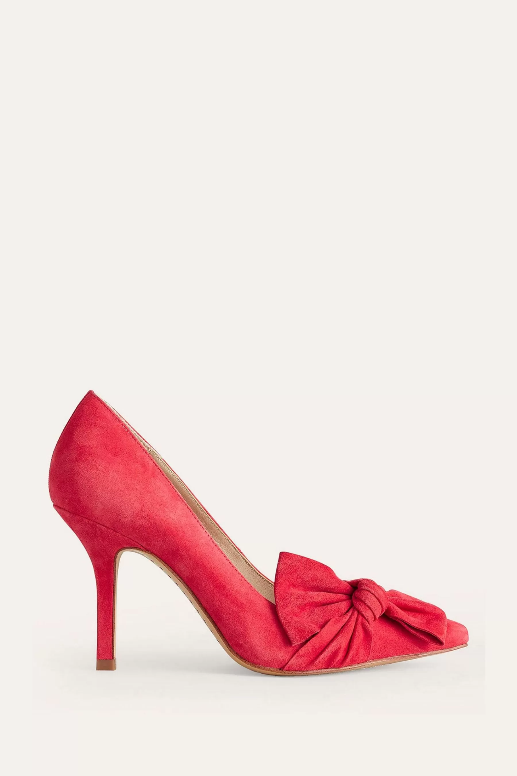 Boden Heels | Suede Bow Heeled Courts Red