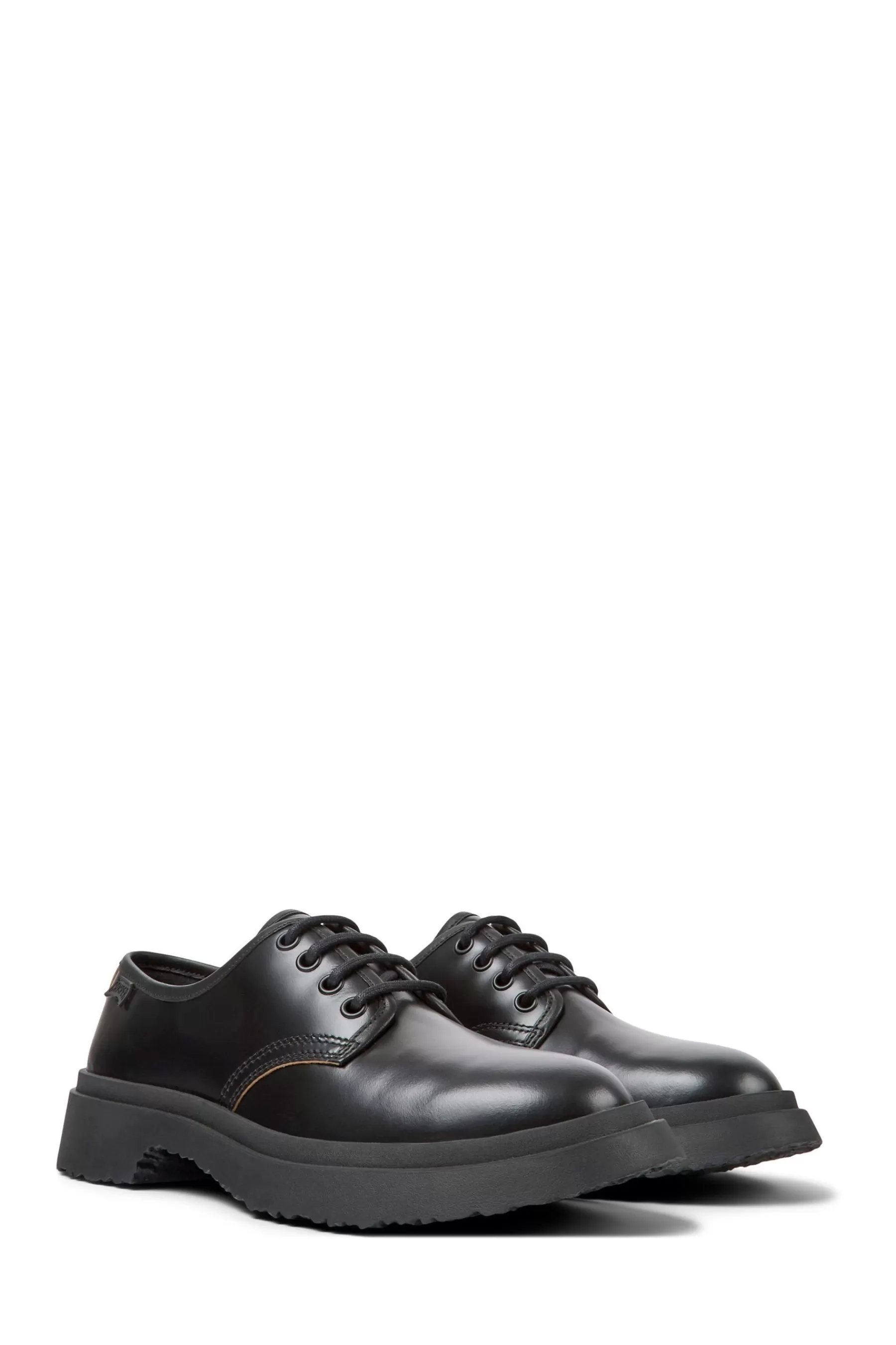 Camper Flat- Womens Lace Up Shoes Black