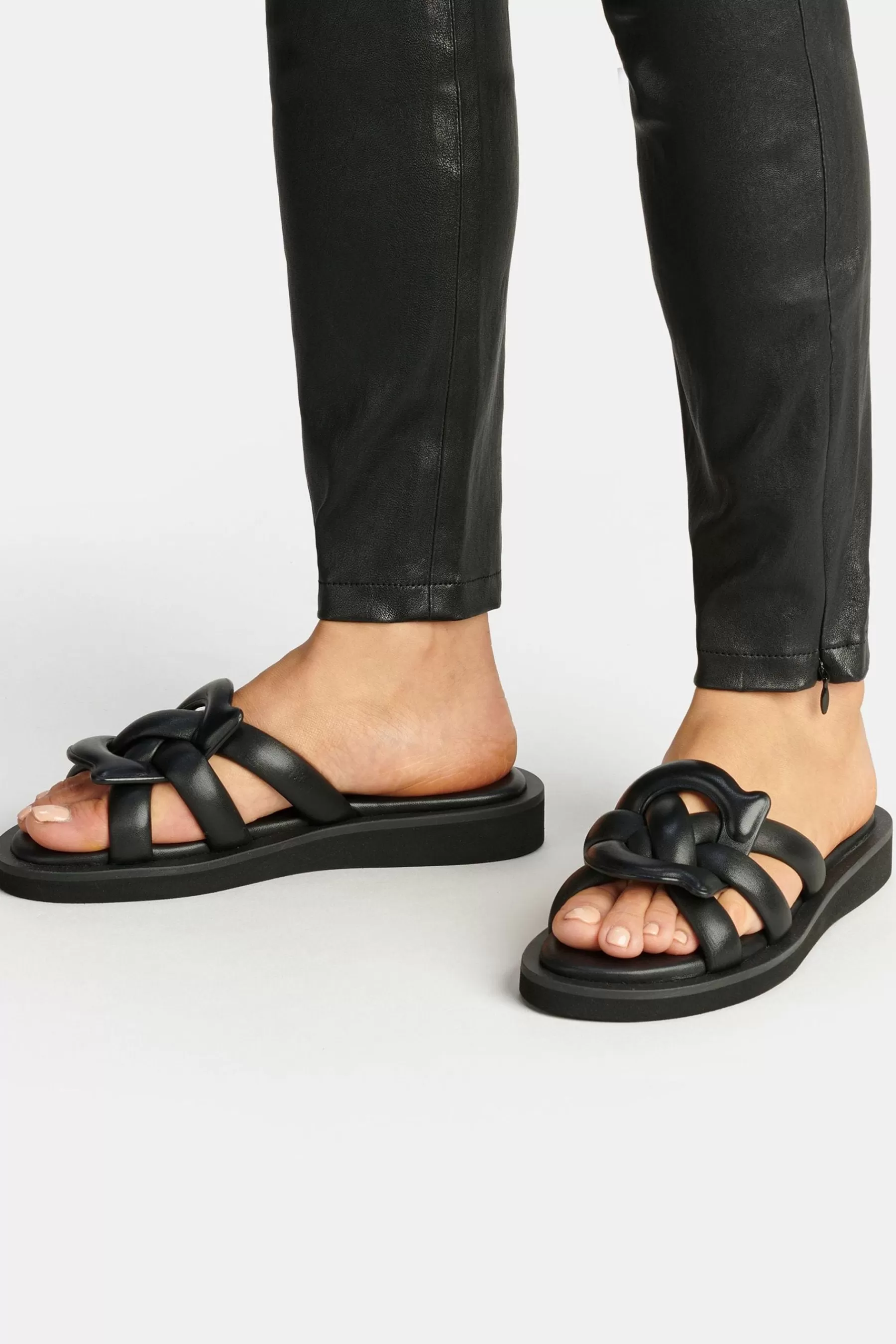 COACH Sandals- Georgie Leather Sandals Black