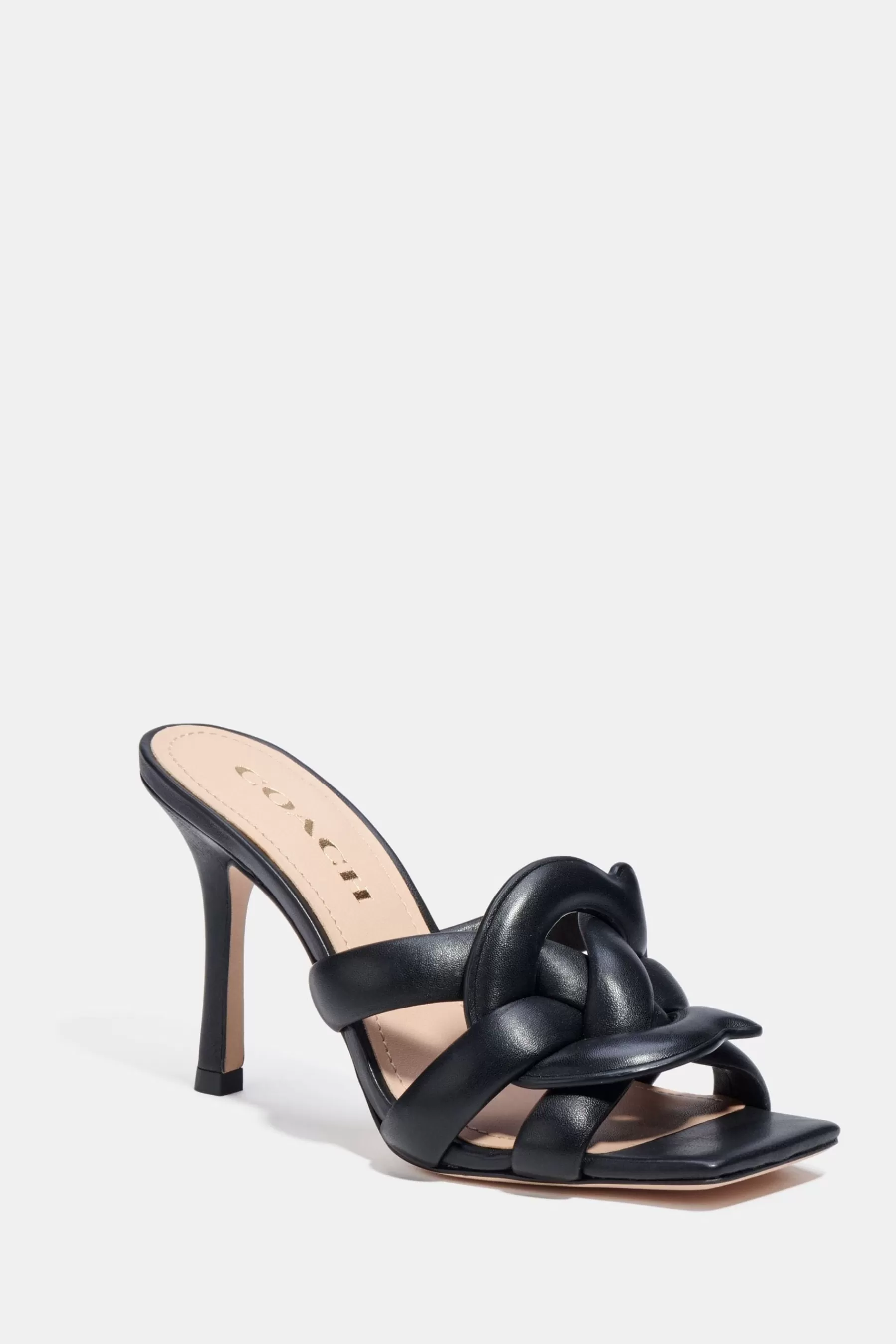 COACH Heels- Kellie Leather Court Heel Sandals Black