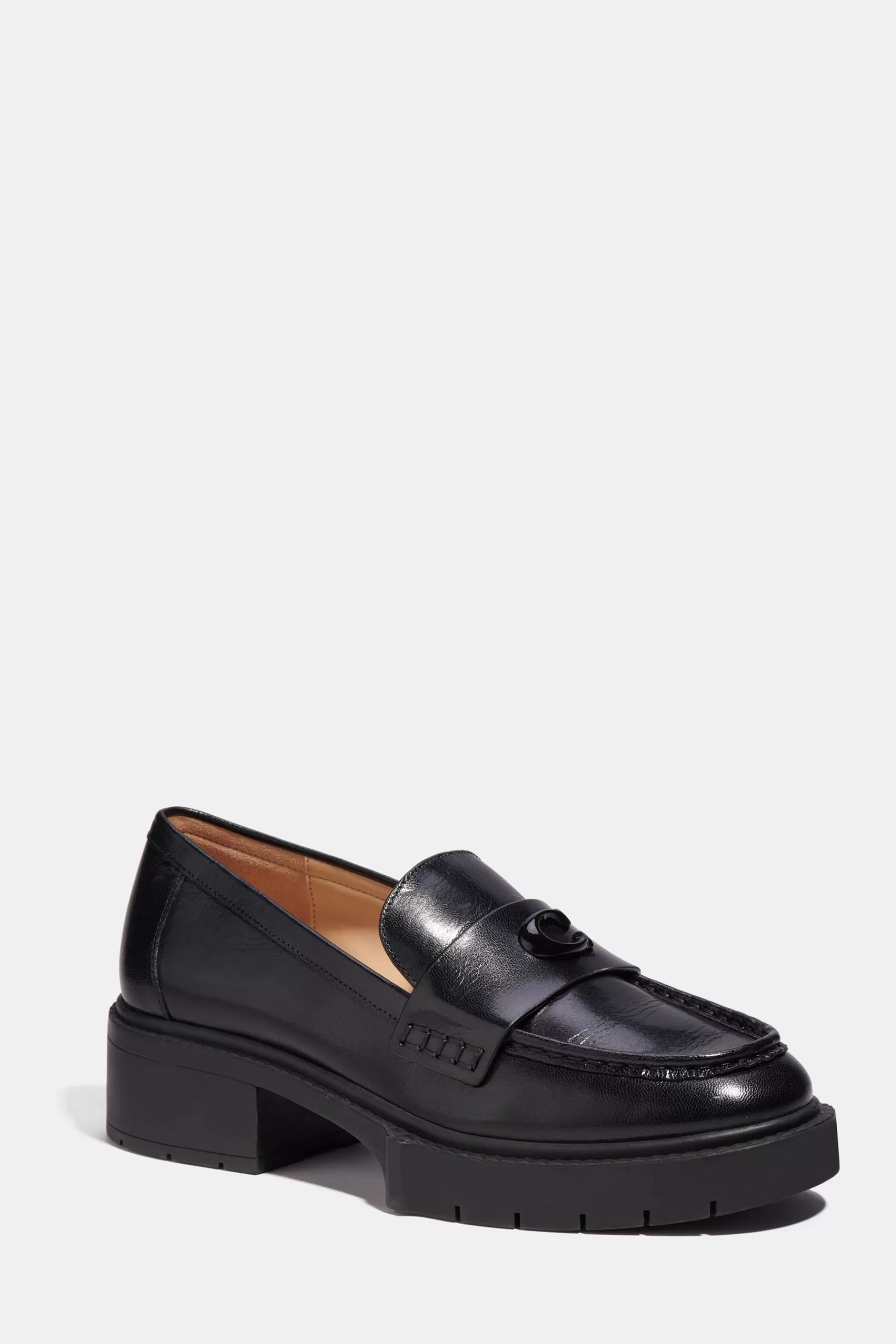 COACH Heels | Leather Chunky Loafers Black