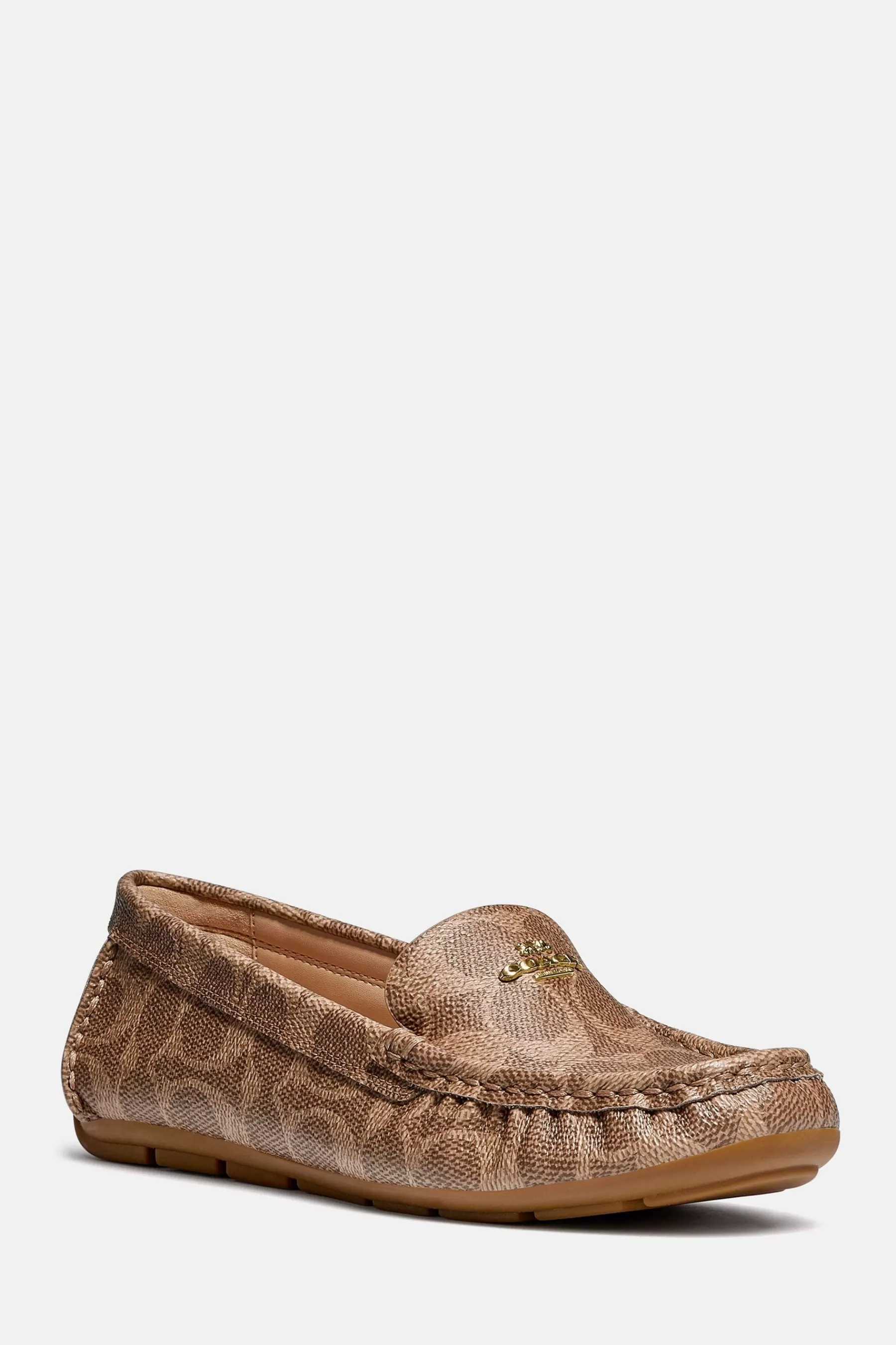 COACH Flat- Marley Leather Moccasin Driver Shoes Brown