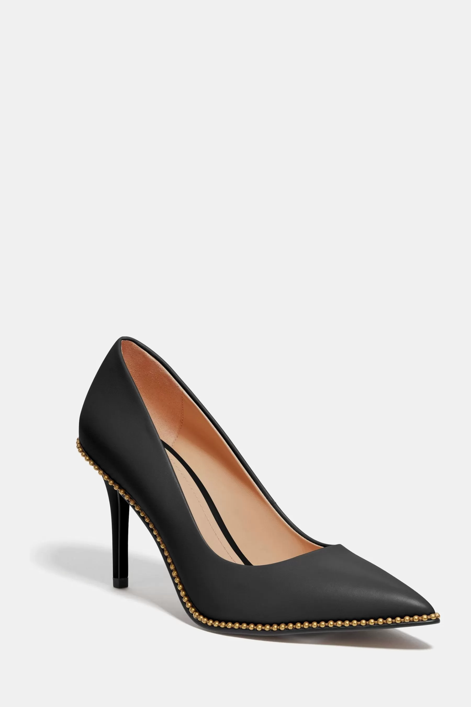 COACH Heels | Waverly Leather Pointed Court Shoes Black