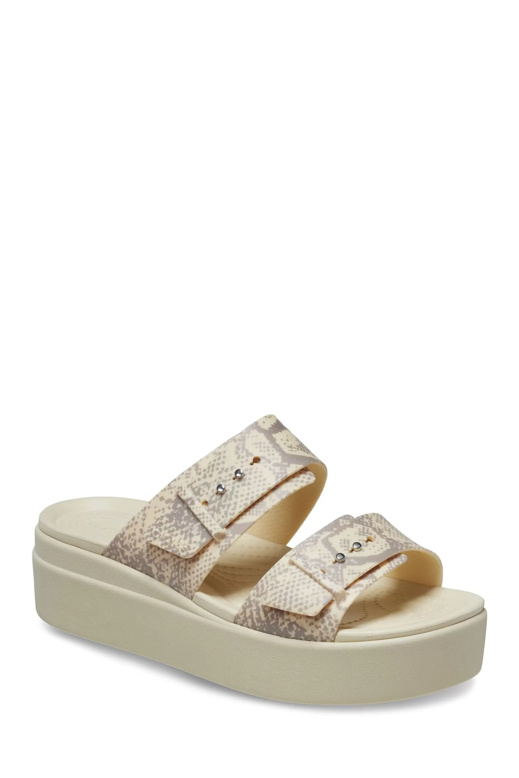 Crocs Sandals | Brooklyn Snake Buckle Wedges White