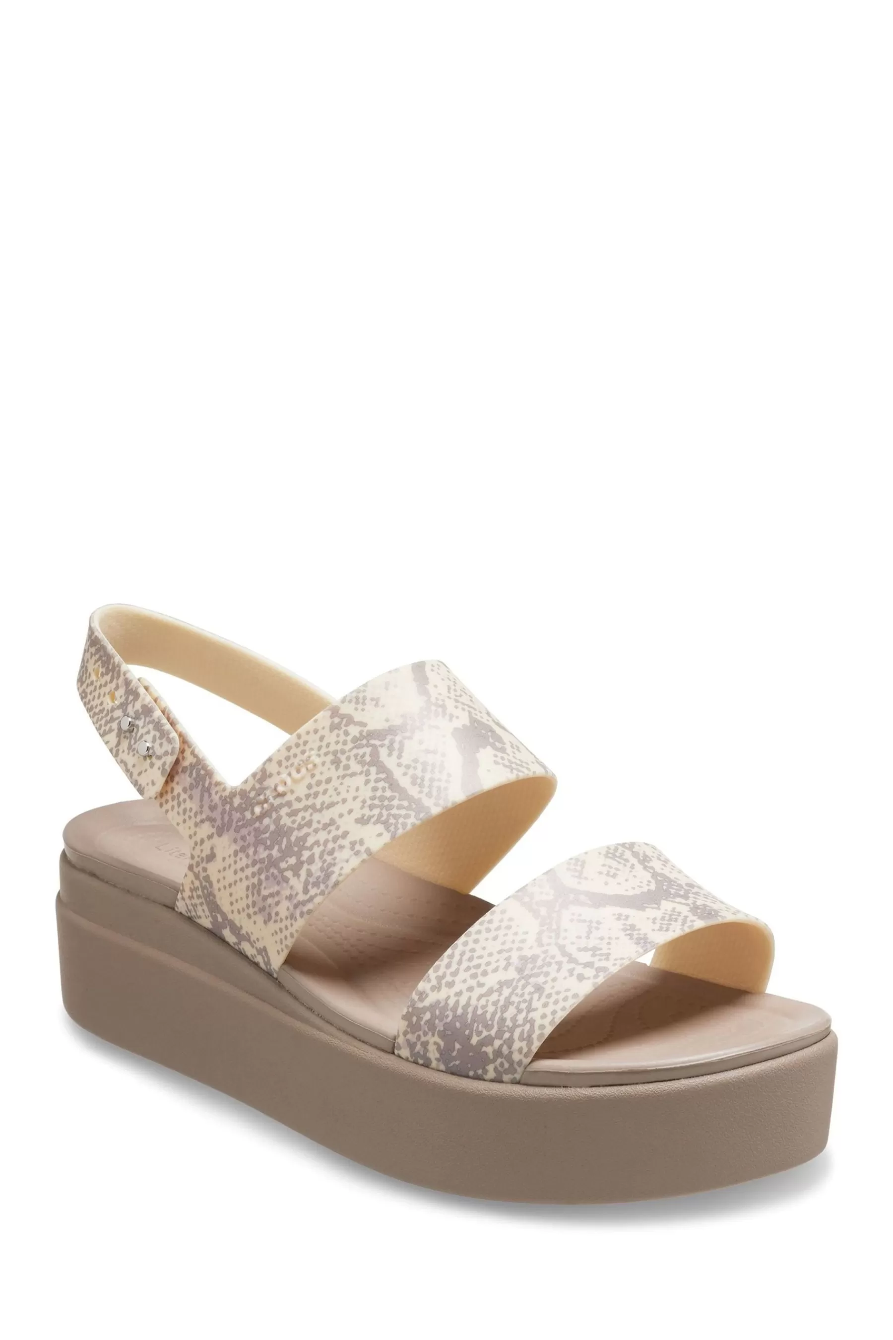 Crocs Sandals- Brooklyn Snake Low Wedges Natural