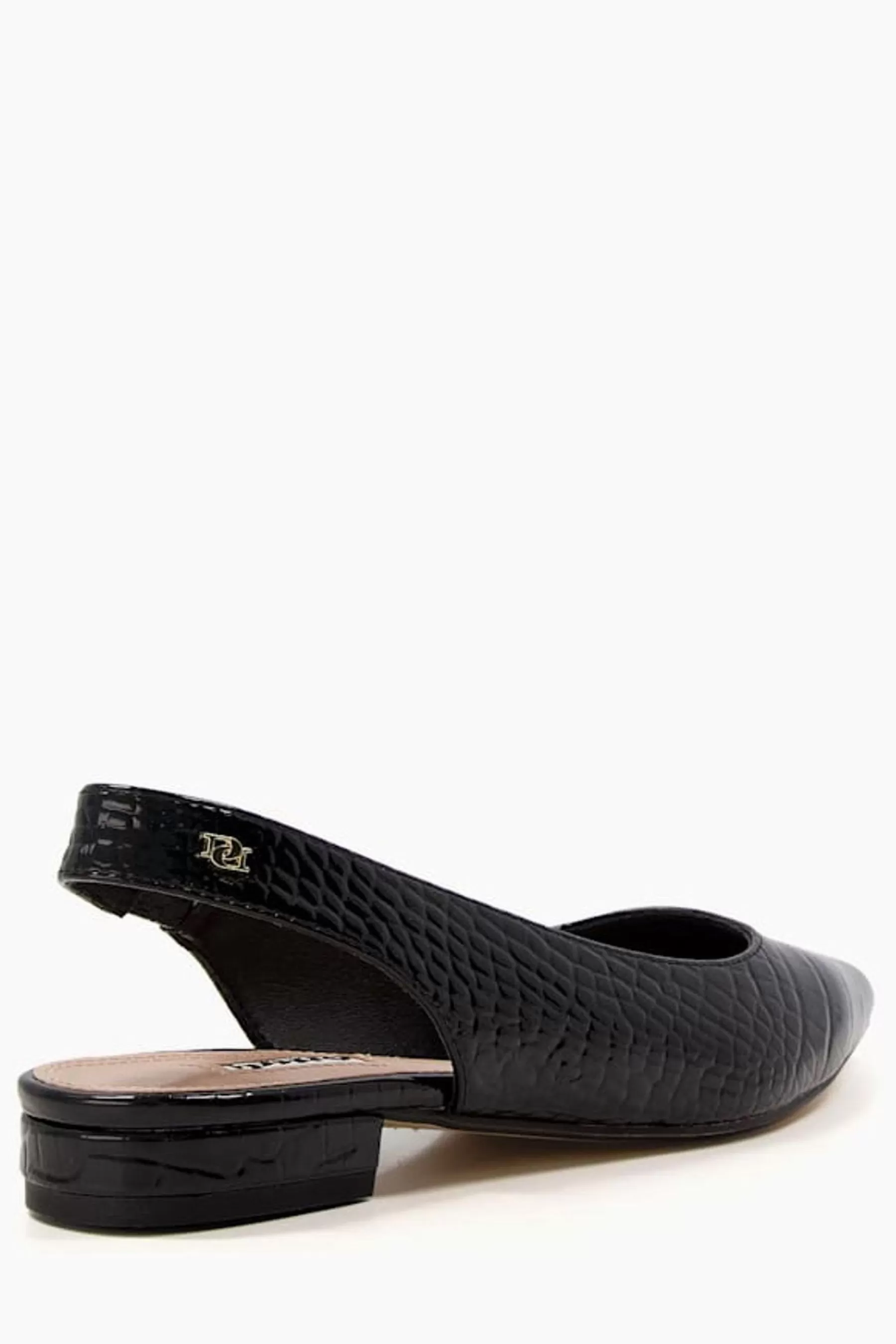 Dune London Flat- Caramello Flat Point Quilt Heels Black