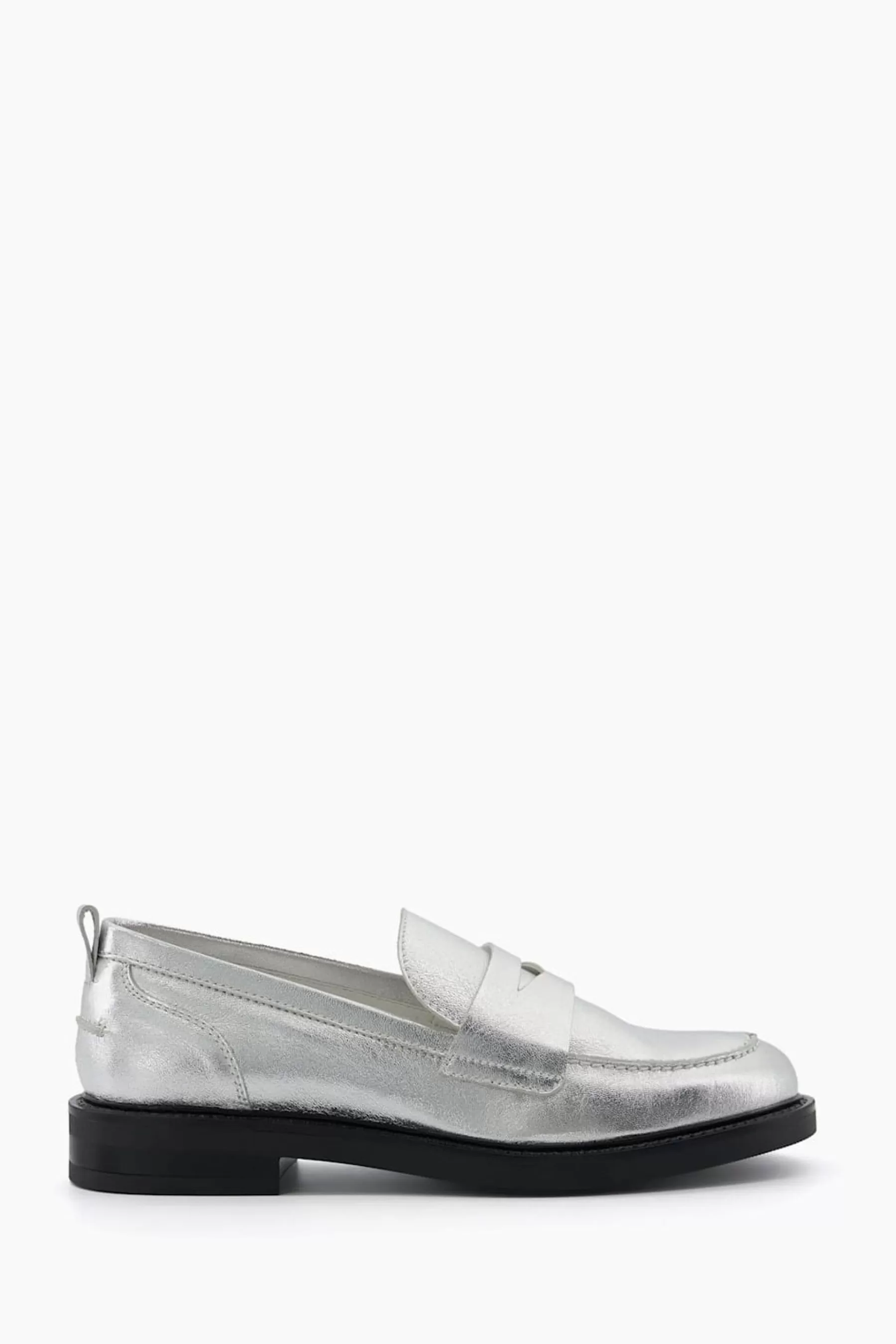 Dune London Flat- Geeno Classic Penny Loafers Silver