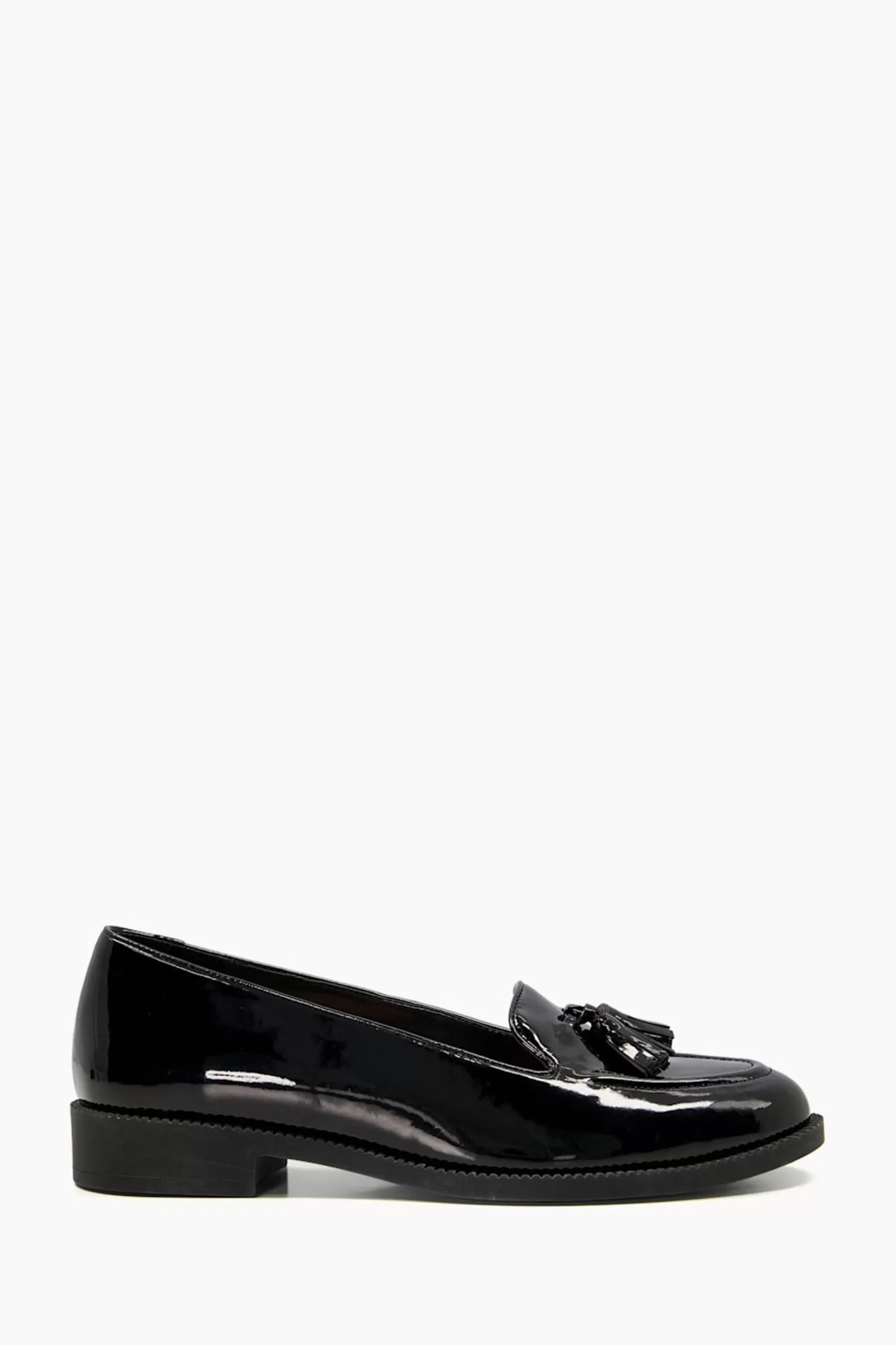 Dune London Flat | Global Almond Tassel Loafers Black