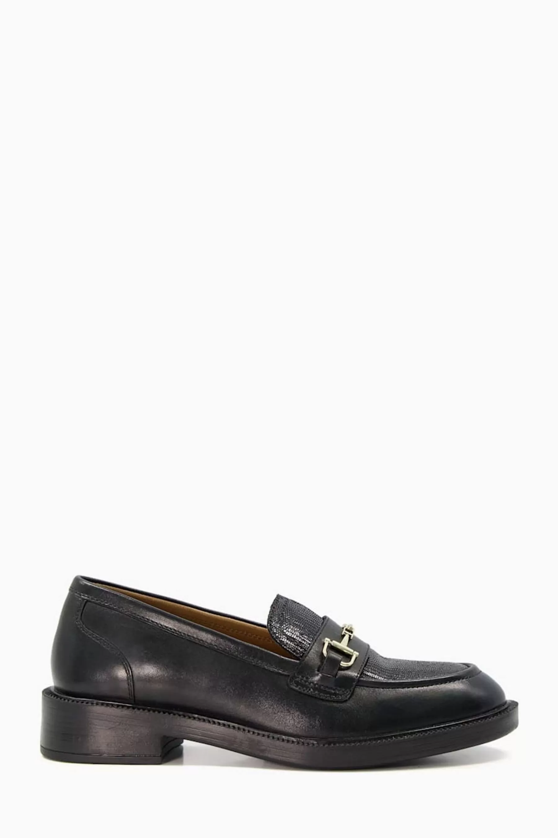 Dune London Flat | Grid Branded Trim Loafers Black