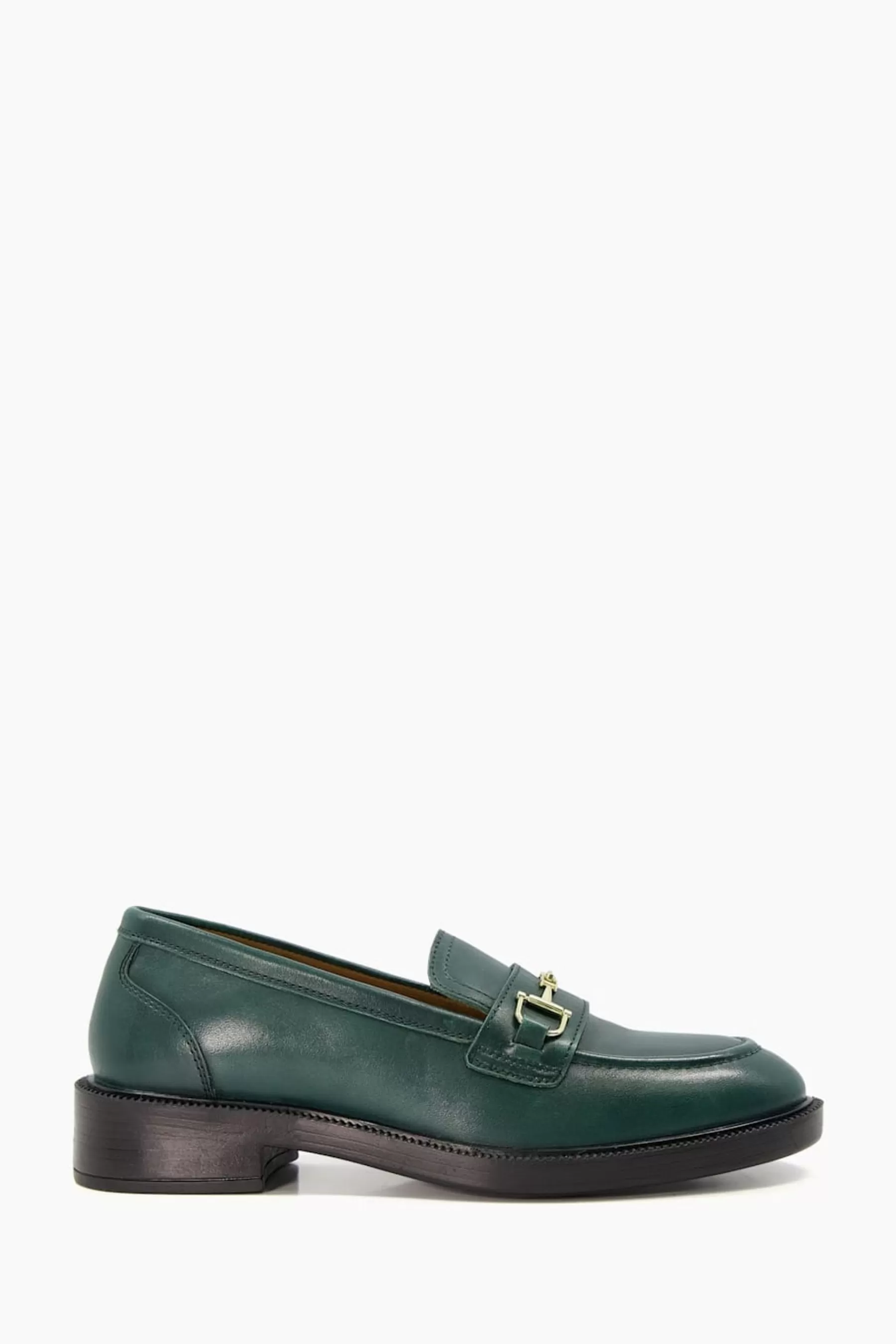 Dune London Flat- Grid Branded Trim Loafers Green