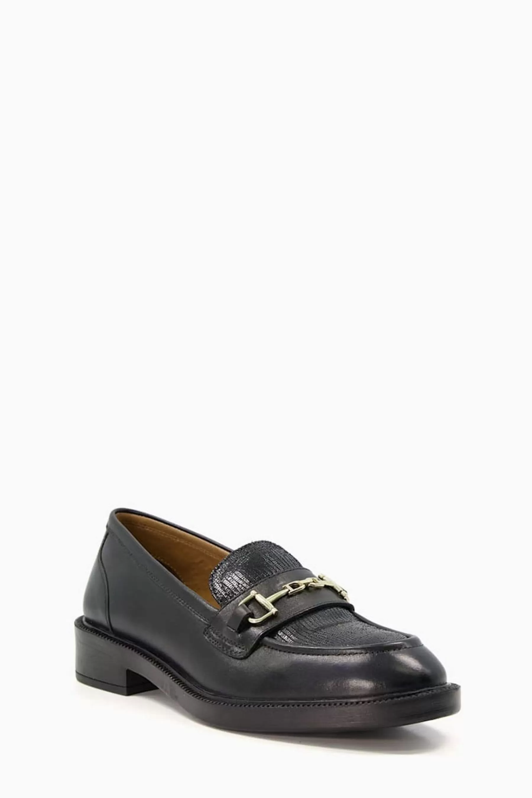 Dune London Flat | Grid Branded Trim Loafers Black