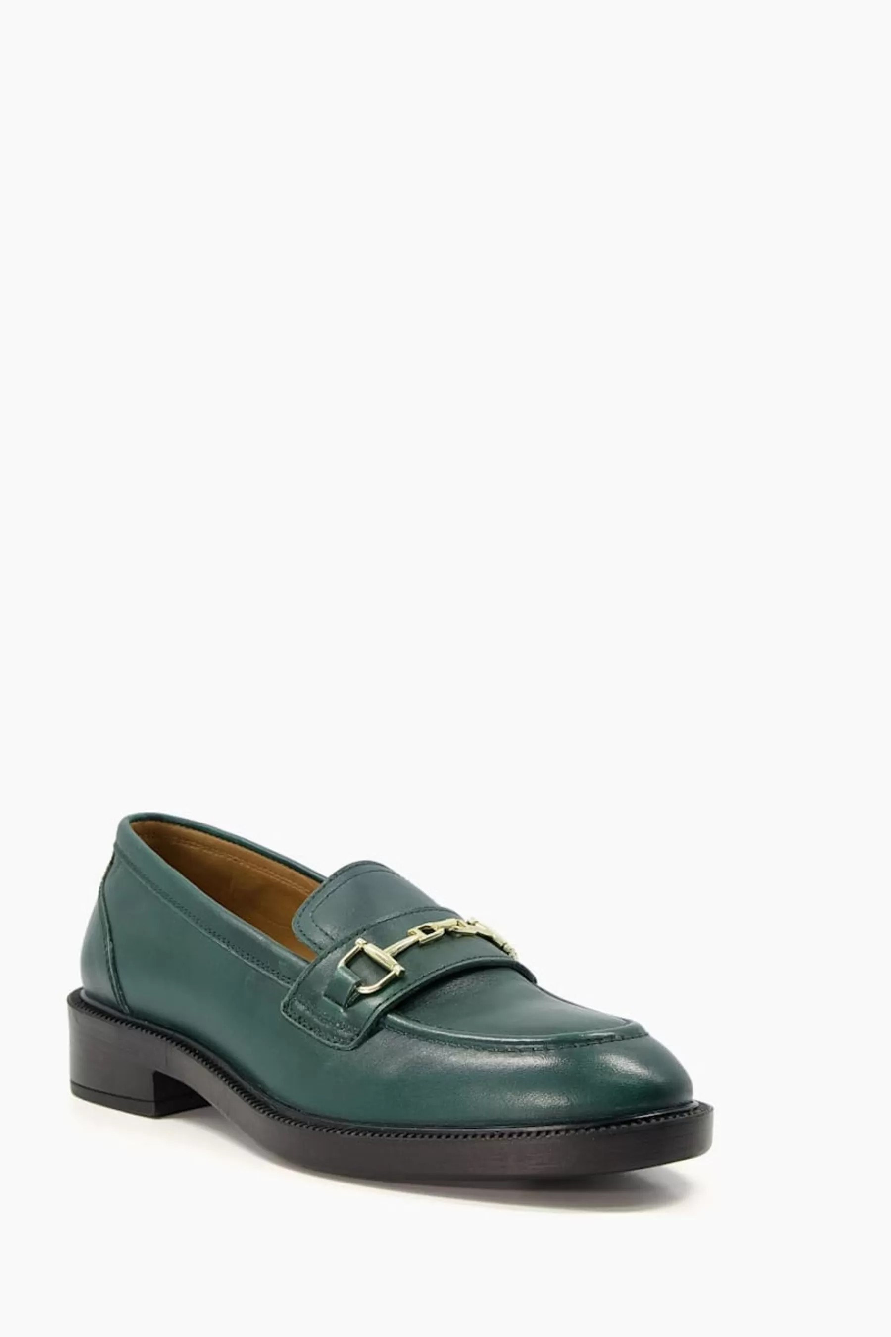 Dune London Flat- Grid Branded Trim Loafers Green