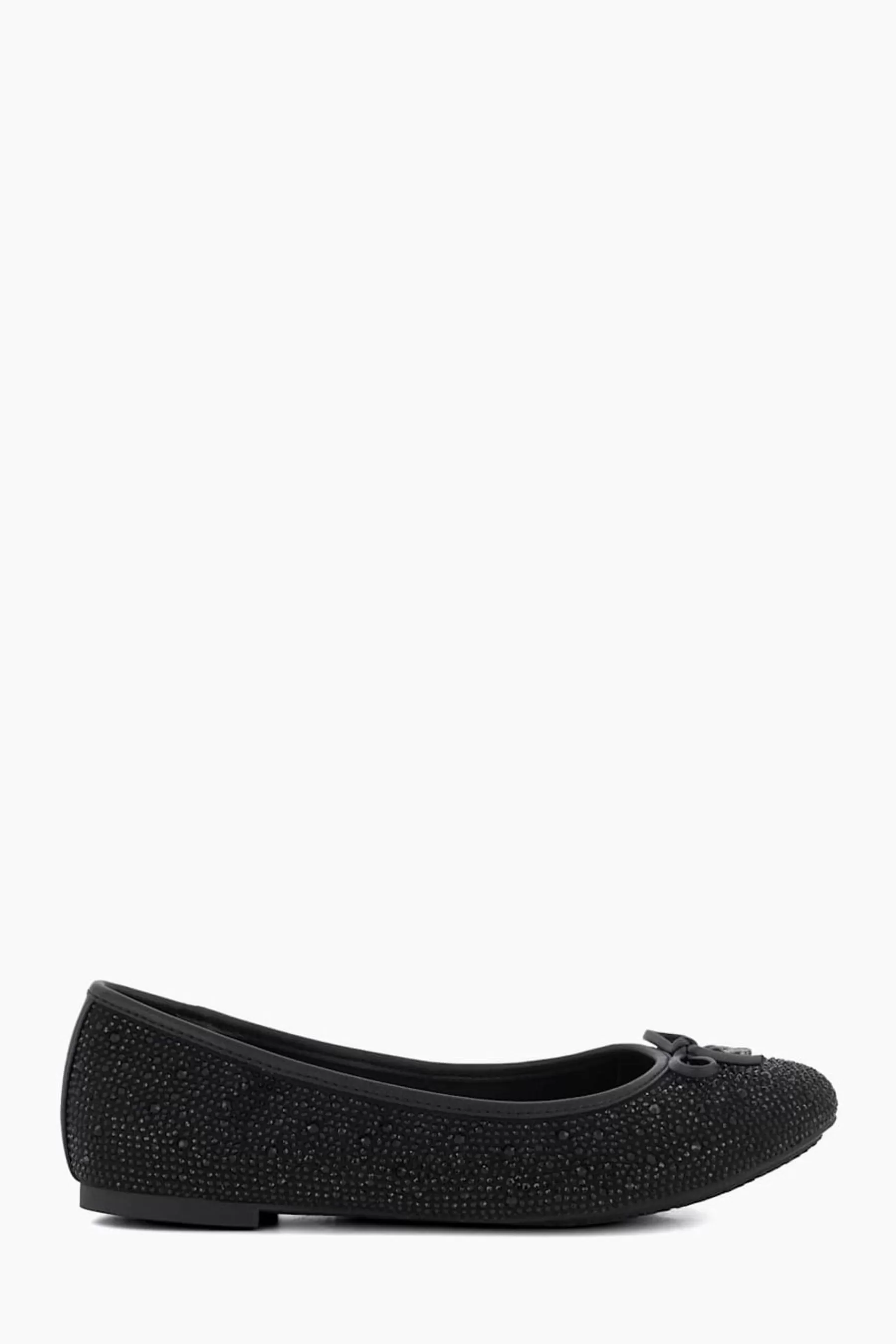 Dune London Flat | Hallo Charm Trim Ballet Shoes Black