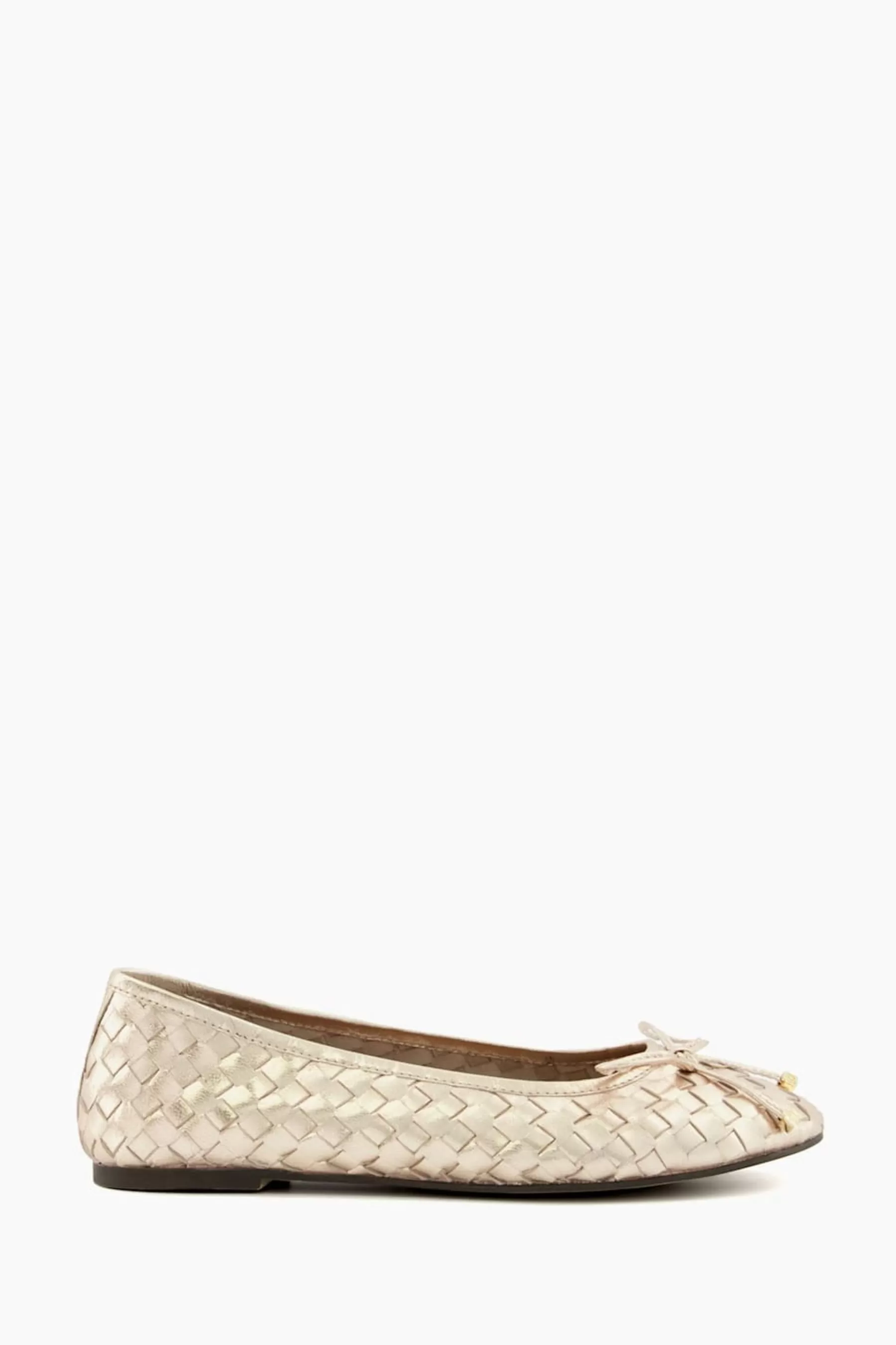 Dune London Flat | Hartlyns Woven Ballet Shoes Gold