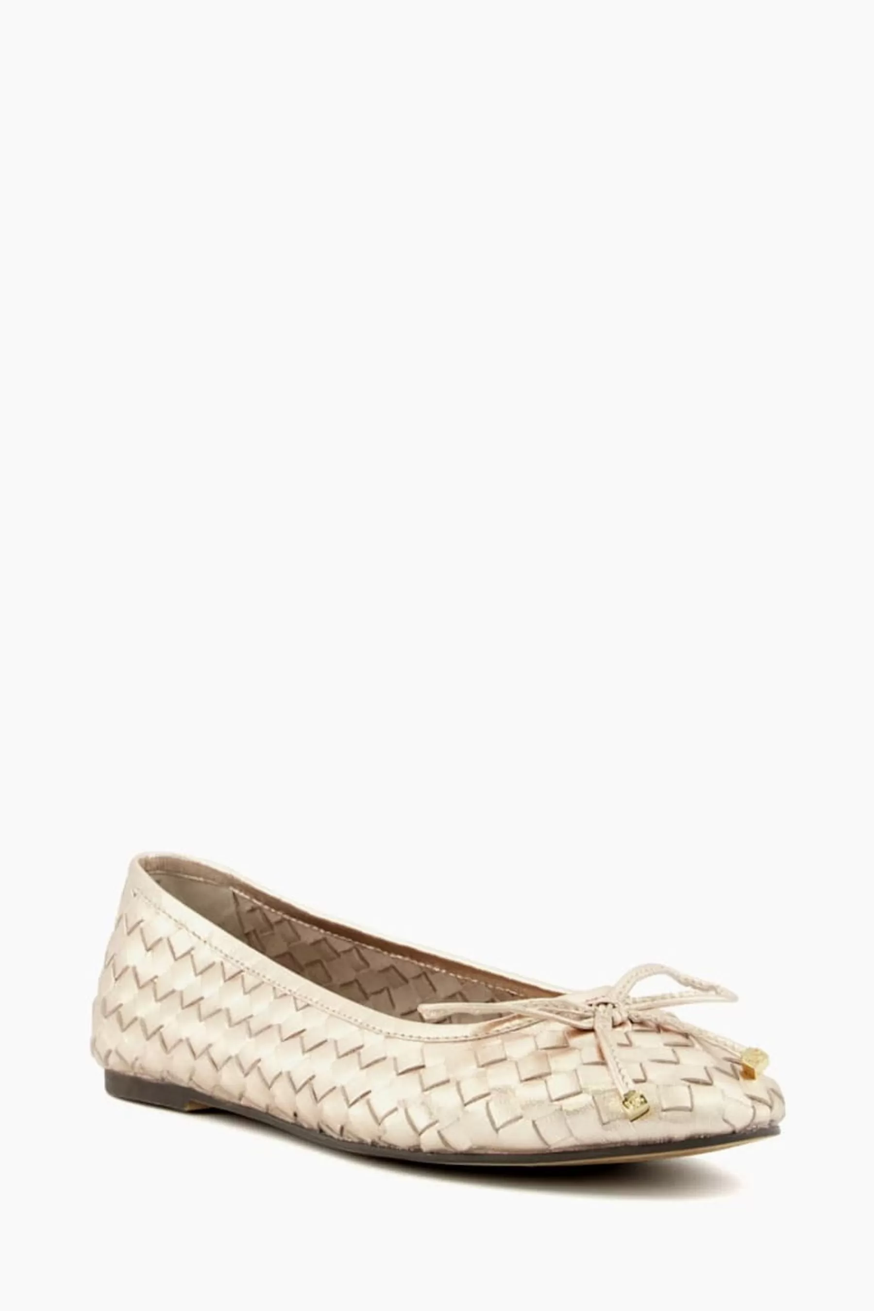 Dune London Flat | Hartlyns Woven Ballet Shoes Gold