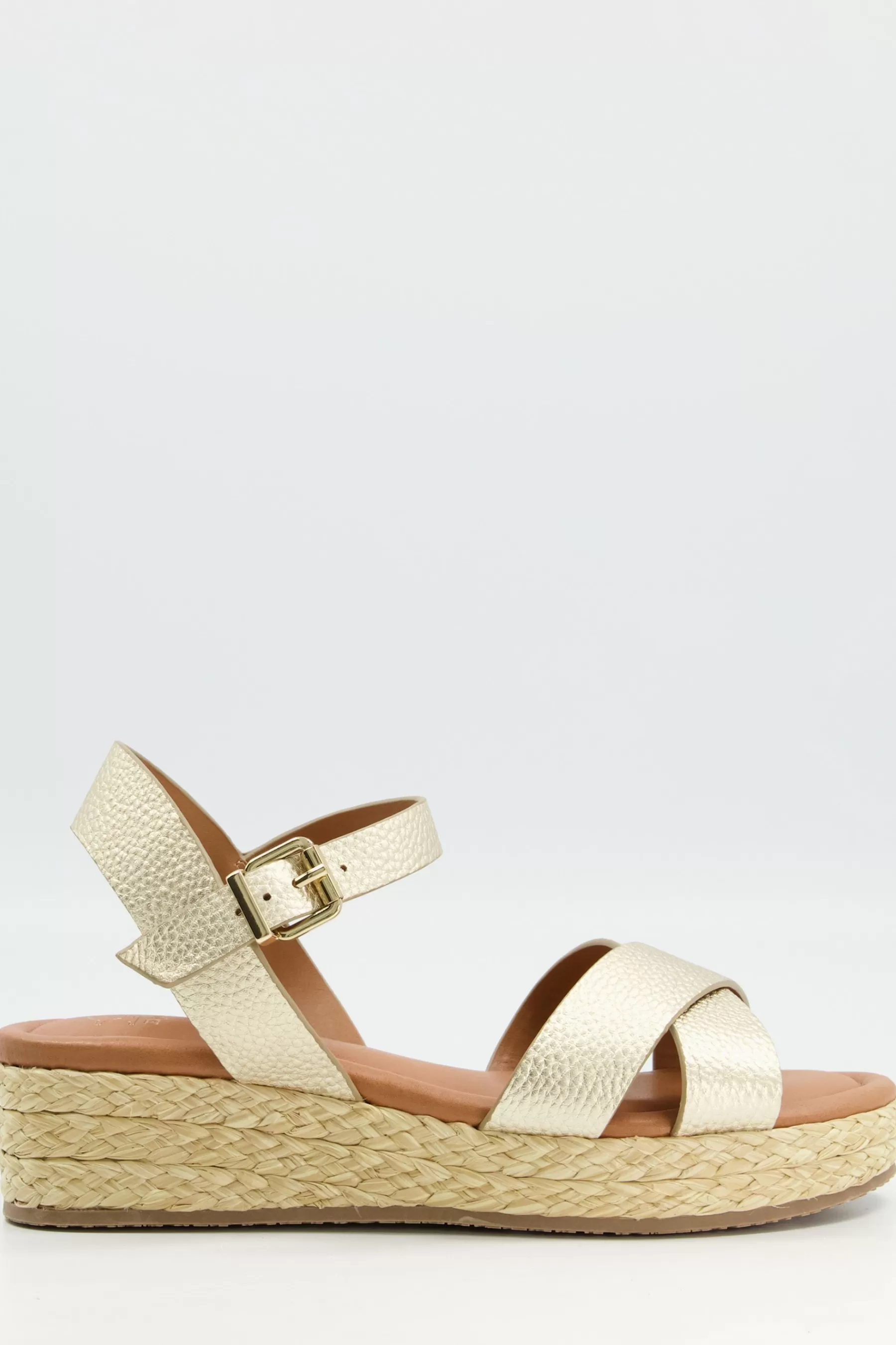 Dune London Sandals- Linnie Cross Strap Flatform Sandals Gold