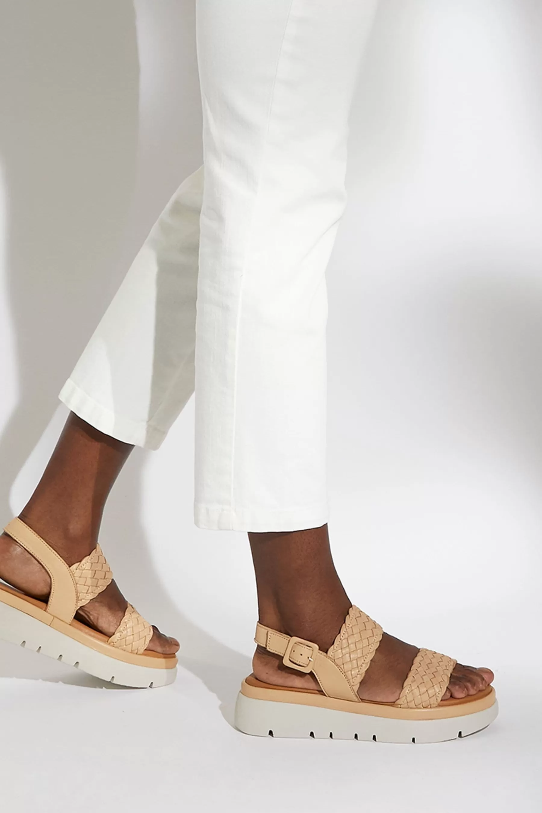 Dune London Sandals- Lorris Woven Strap Soft Volu Sandals Brown