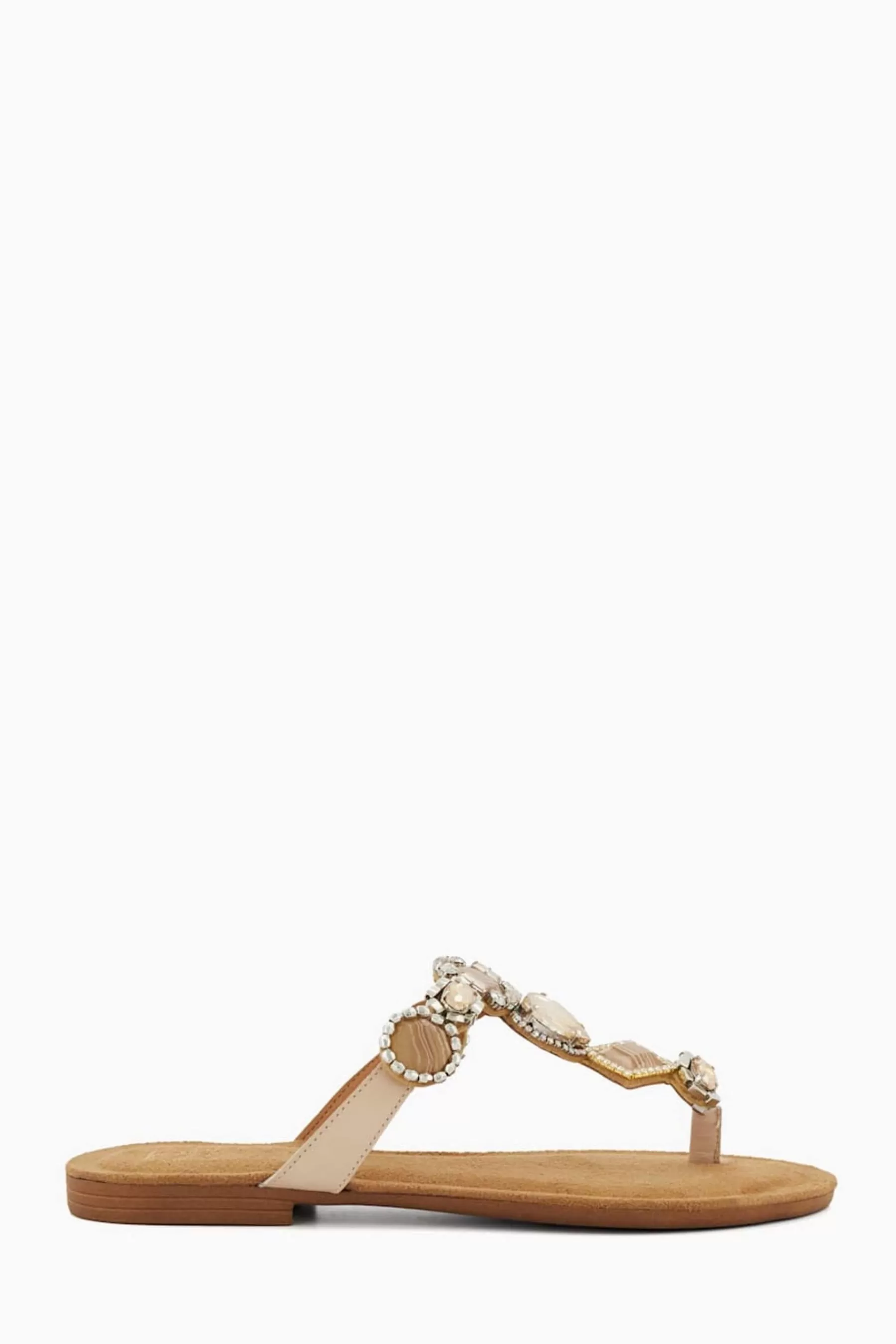 Dune London Sandals- Louise Jewel Toe Post Sandals Cream