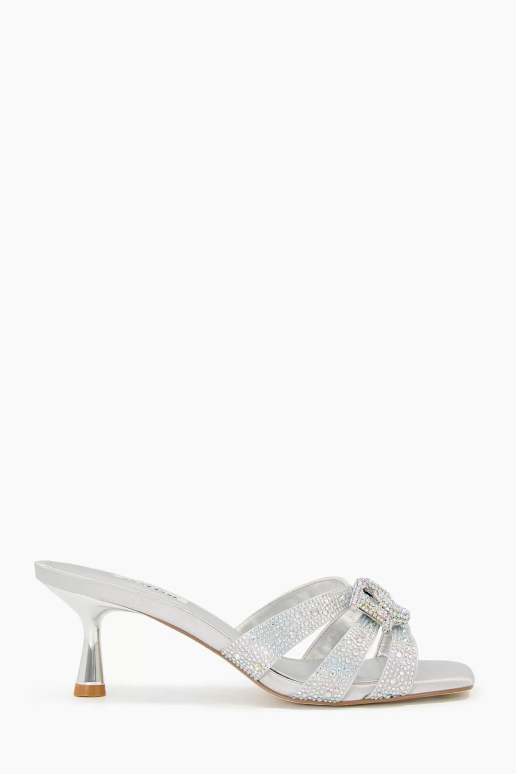 Dune London Sandals- Manor Diamante Dd Crystal Mules Silver