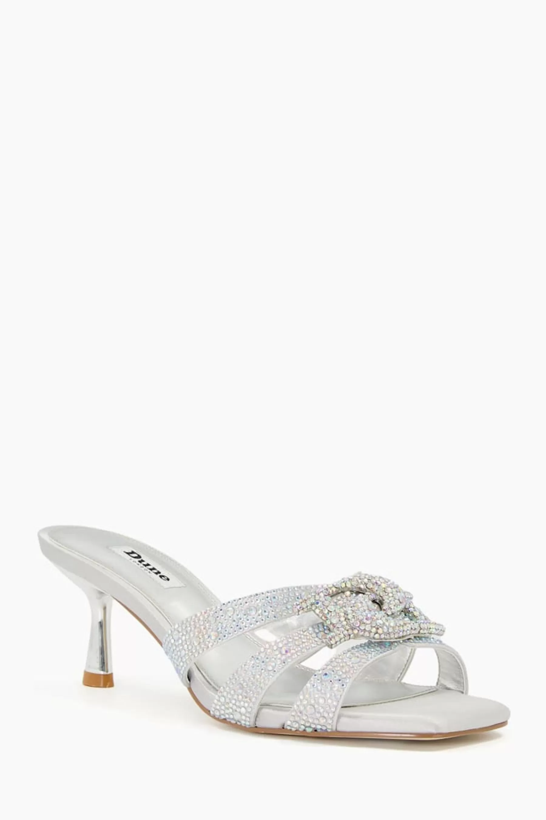 Dune London Sandals- Manor Diamante Dd Crystal Mules Silver