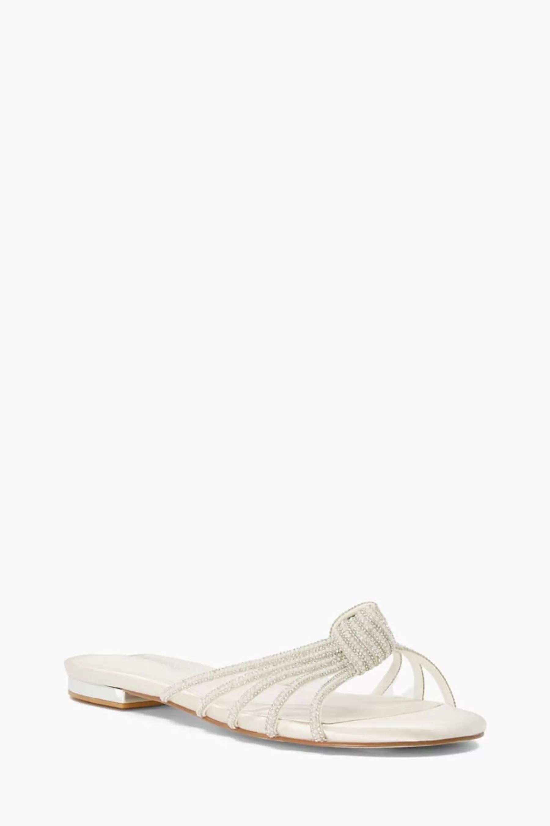 Dune London Flat- Newlie Crystal Knot Flat Sandals Cream