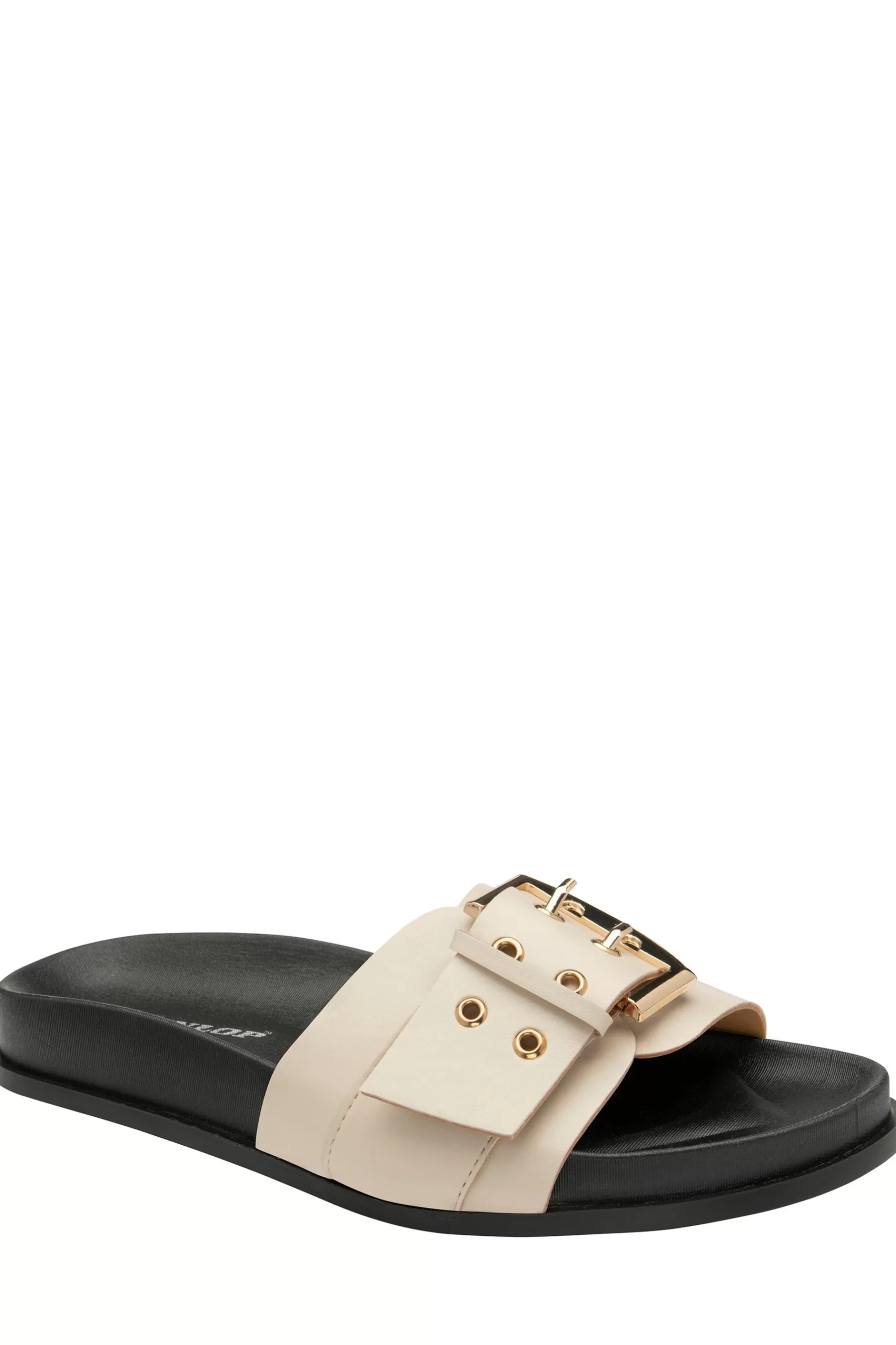 Dunlop Sandals- Ladies Buckle Mule Slider Cream