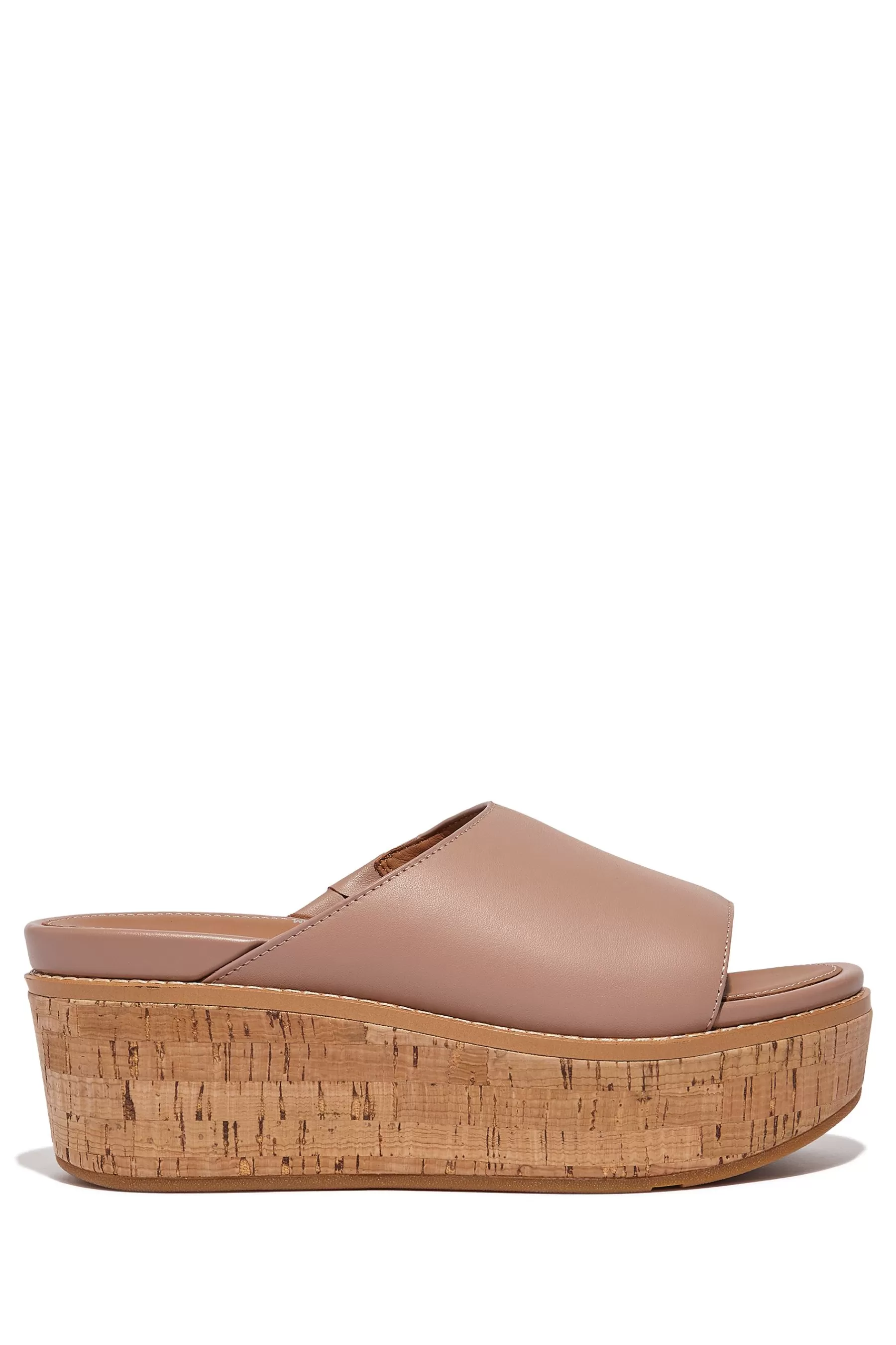 FitFlop Heels- Eloise Cork-Wrap Leather Wedge Slides Natural