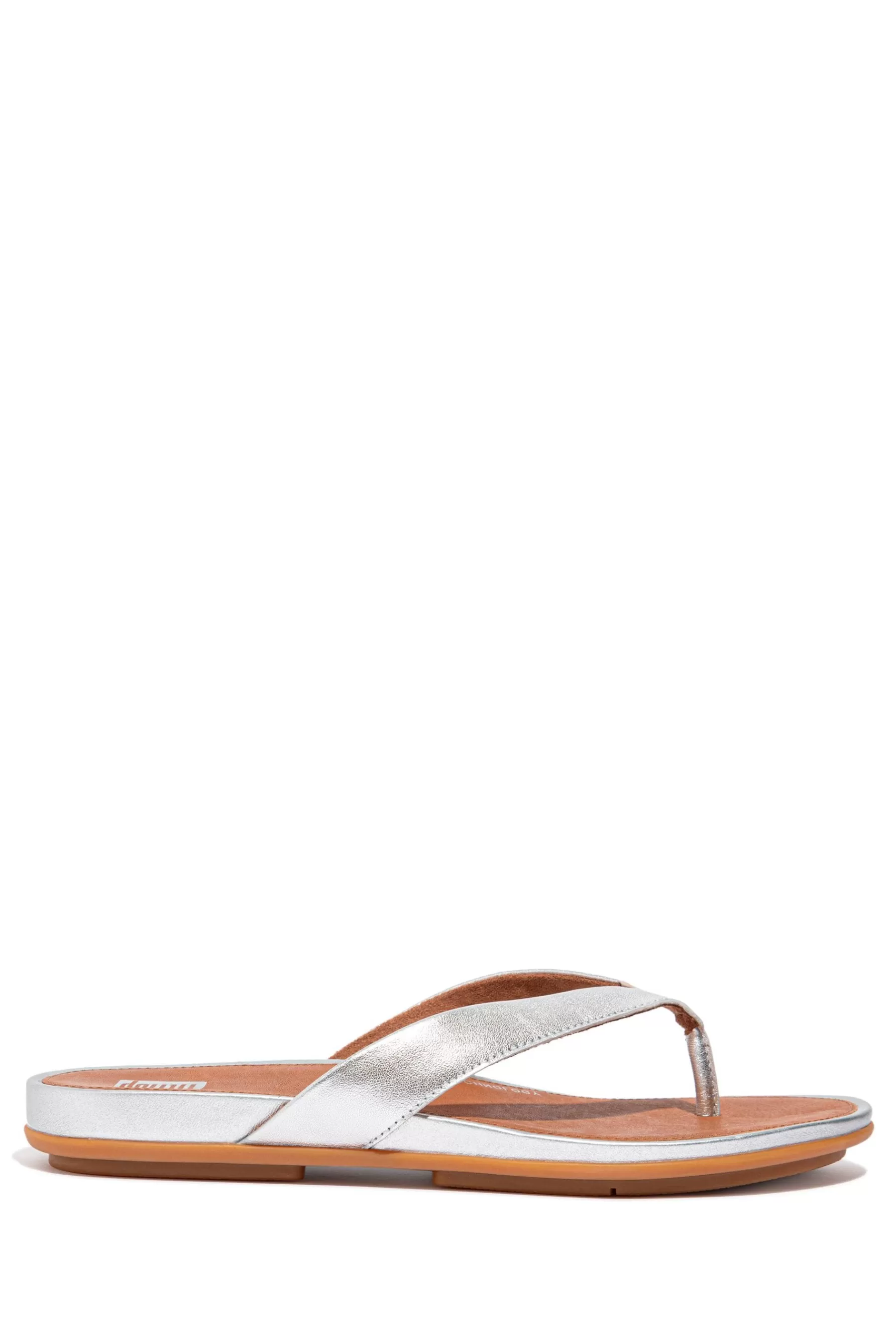 FitFlop Sandals | Gracie Metallic Leather Flip Flops Silver