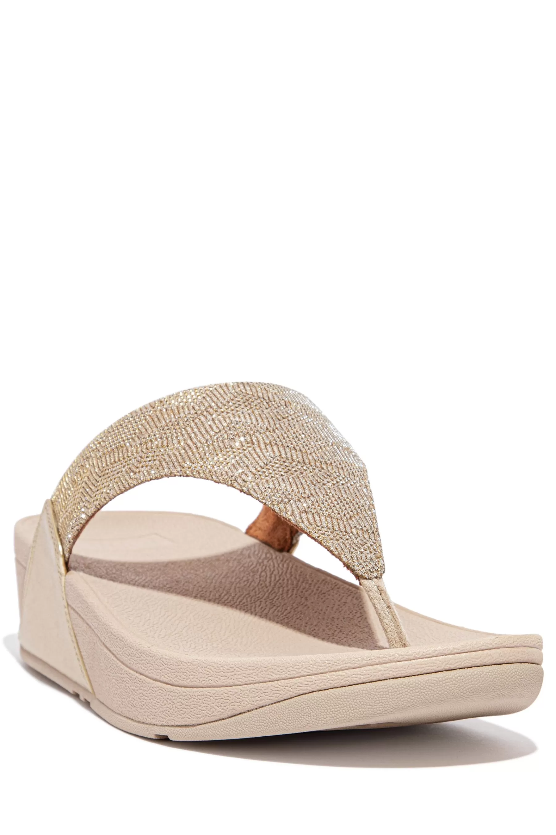 FitFlop Sandals- Lulu Glitz Toe-Post Sandals Natural