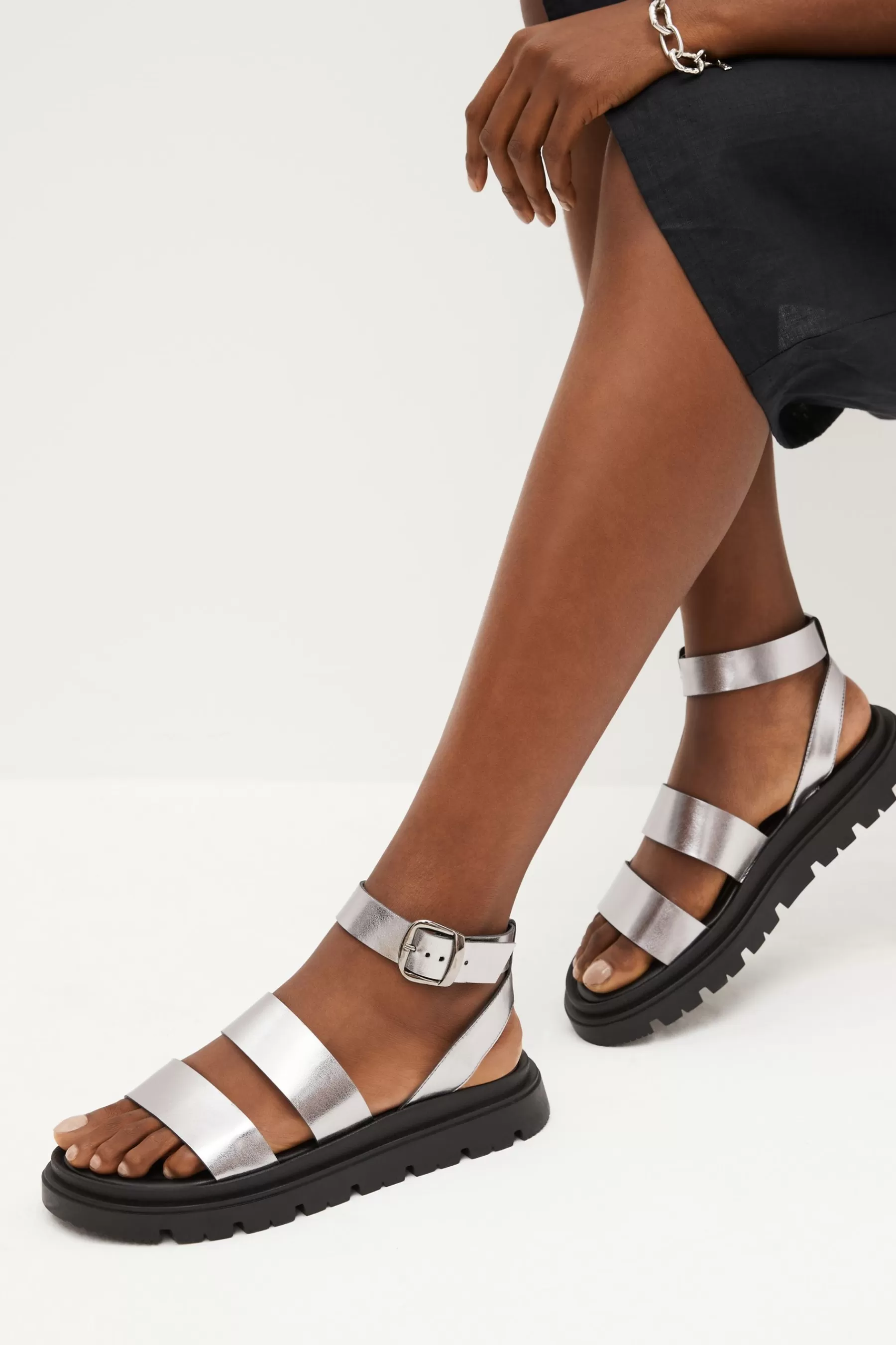 Next Sandals | Forever Comfort® Chunky Sandals With Ankle Strap Pewter