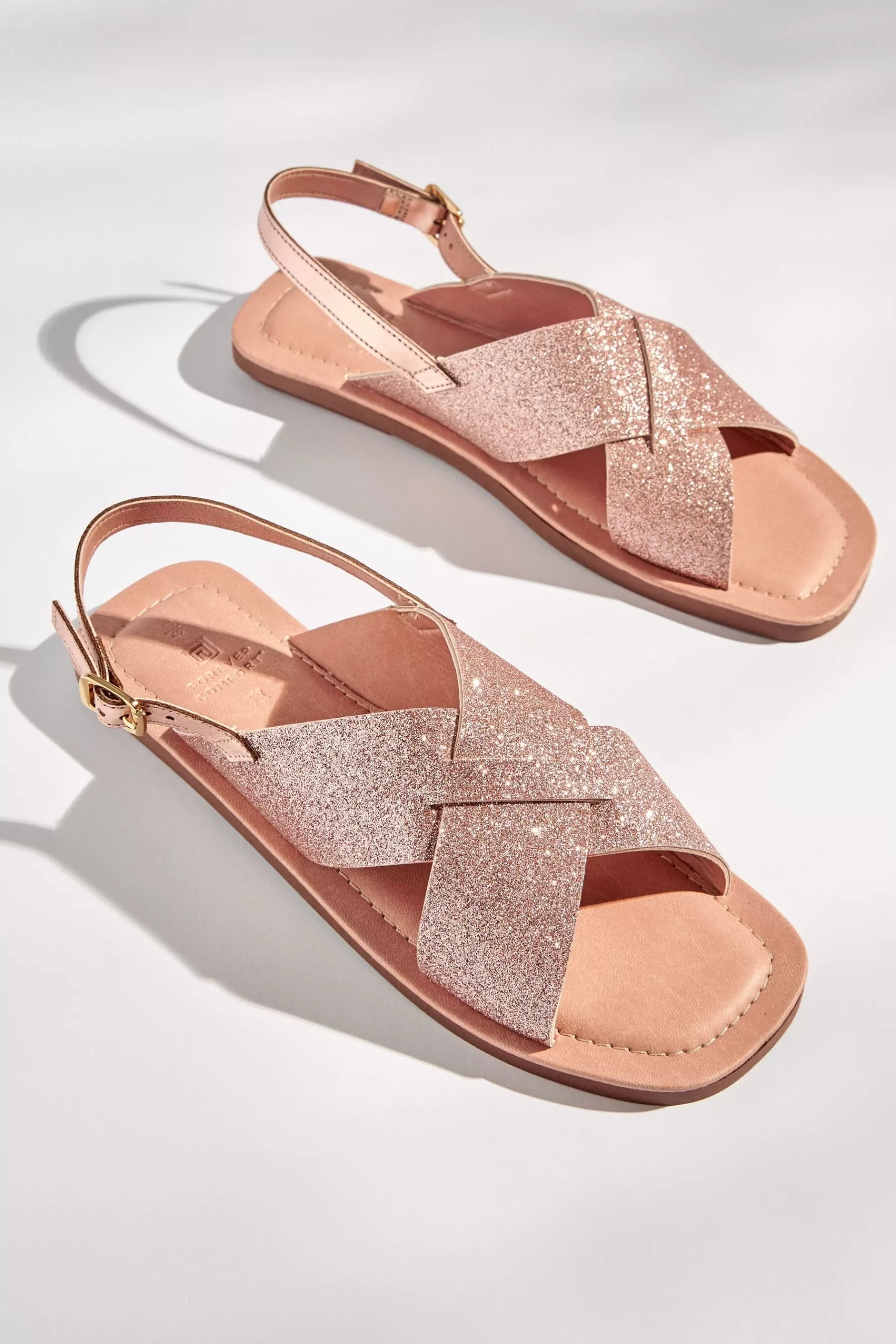 Next Sandals | Forever Comfort® Crossover Leather Sandals Rose Gold