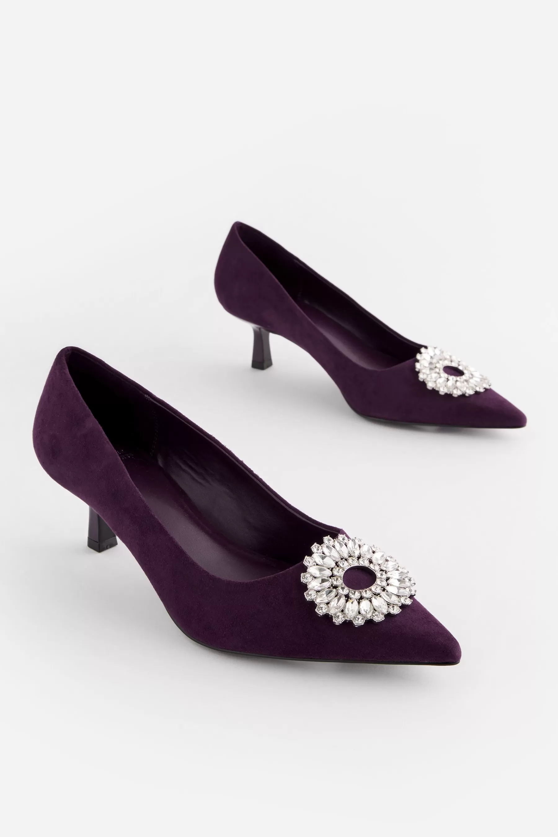 Next Heels | Forever Comfort® Jewel Trim Kitten Heels Purple