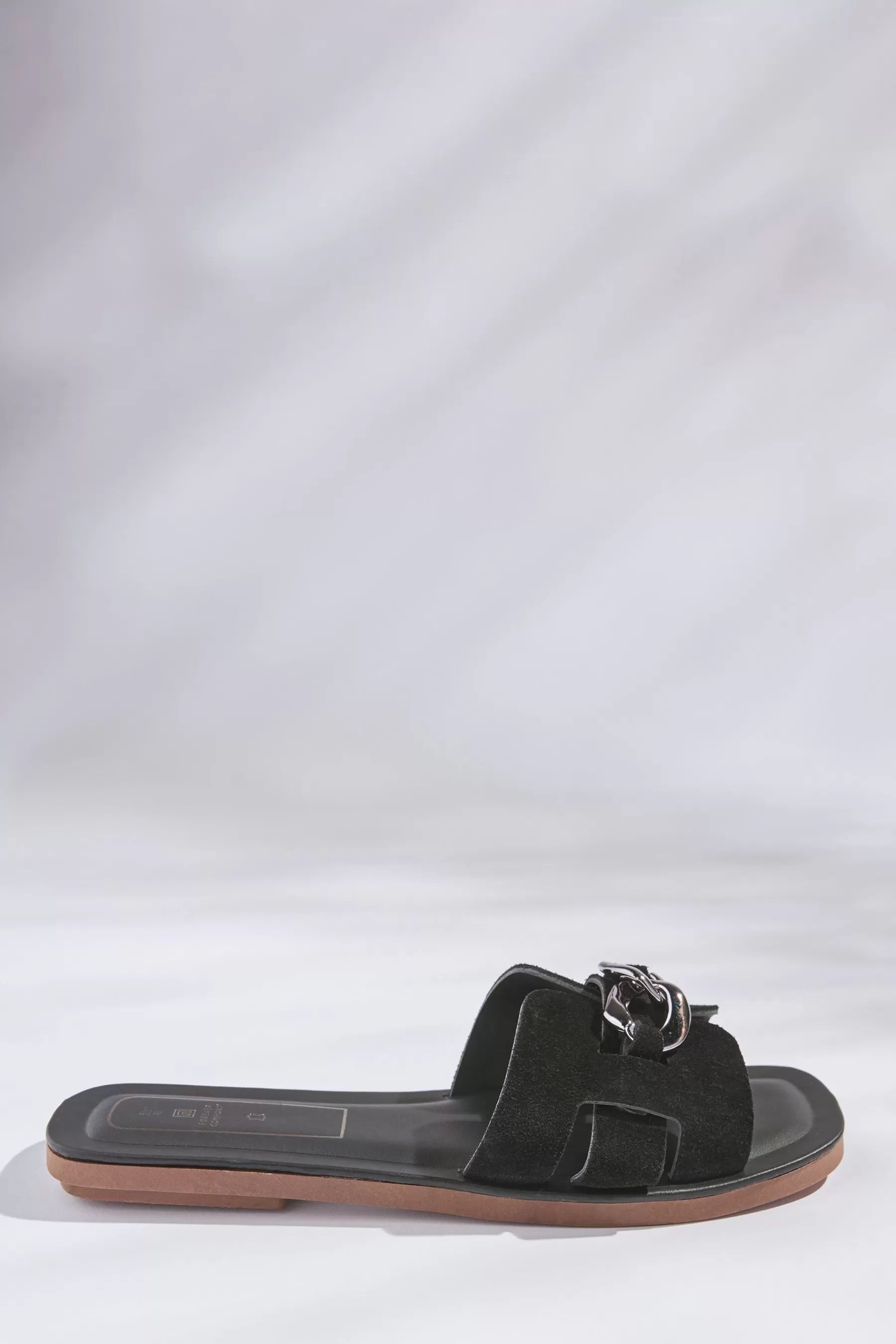 Next Sandals-Forever Comfort® Leather Chain Detail Mule Sandals Black