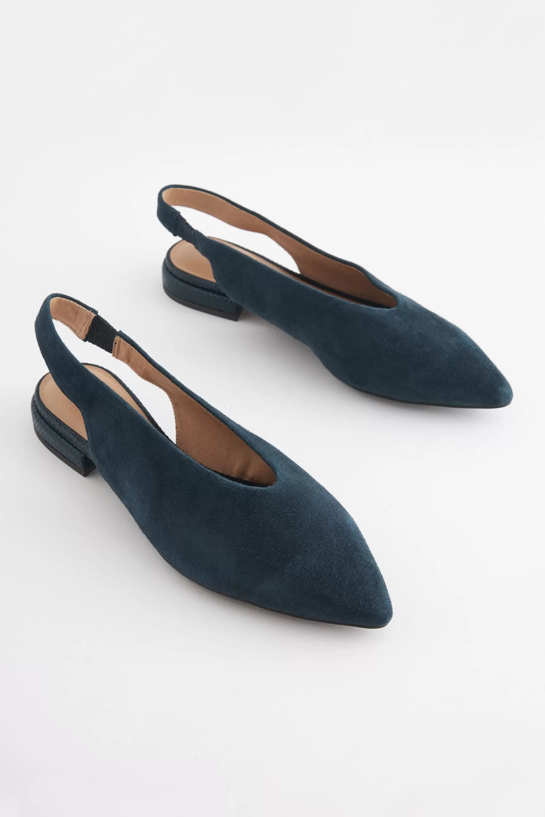 Next Flat-Forever Comfort® Leather Flat Slingbacks Navy Blue