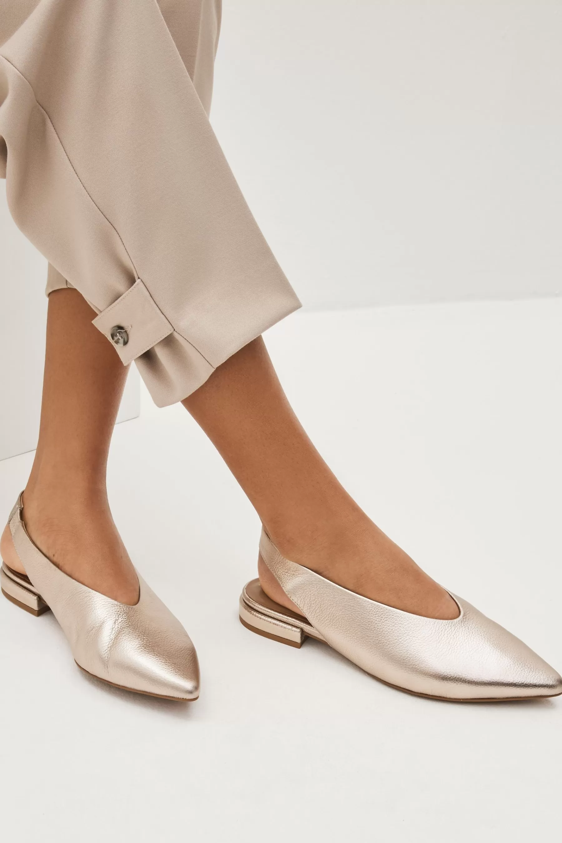 Next Flat-Forever Comfort® Leather Flat Slingbacks Gold