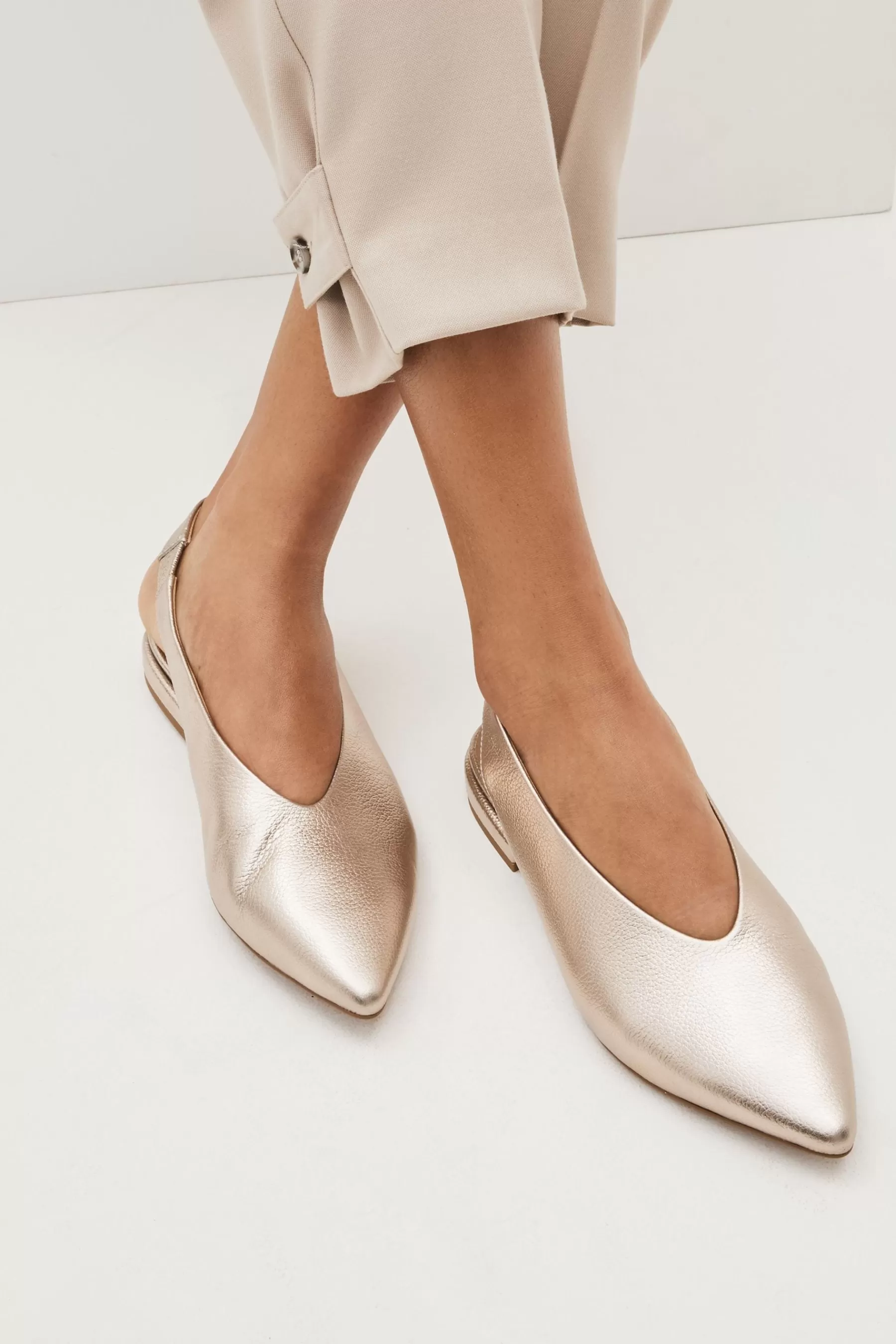 Next Flat-Forever Comfort® Leather Flat Slingbacks Gold